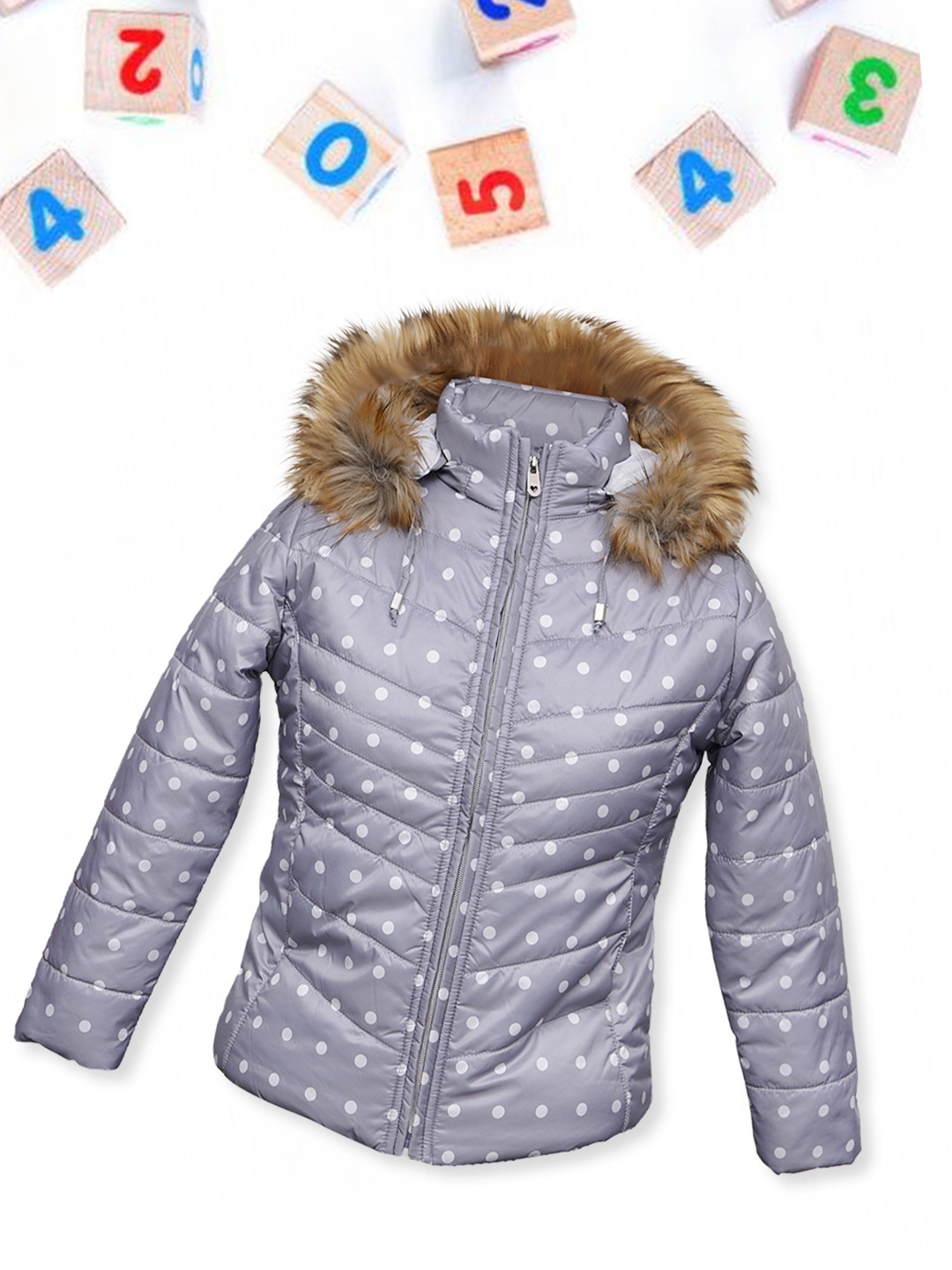 

LURE JUNIOR Girls Outdoor Hooded Polka Dot Puffer Jacket, Blue