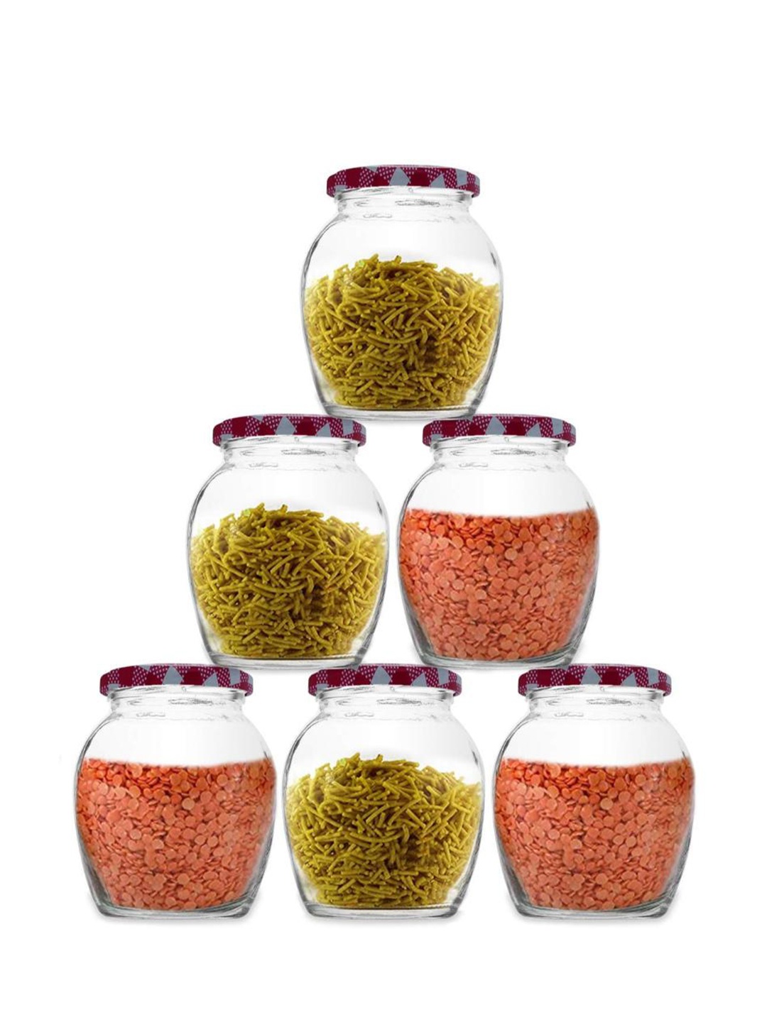 

CROCO JAR Piramal Transparent & Red 6 Pieces Glass Containers - 400 ml