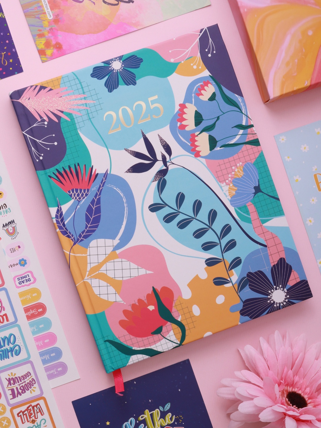 

Doodle Blue & Green Floral Fantasy Hard Bound B5 Undated Planner with Bookmark- 160 Pages