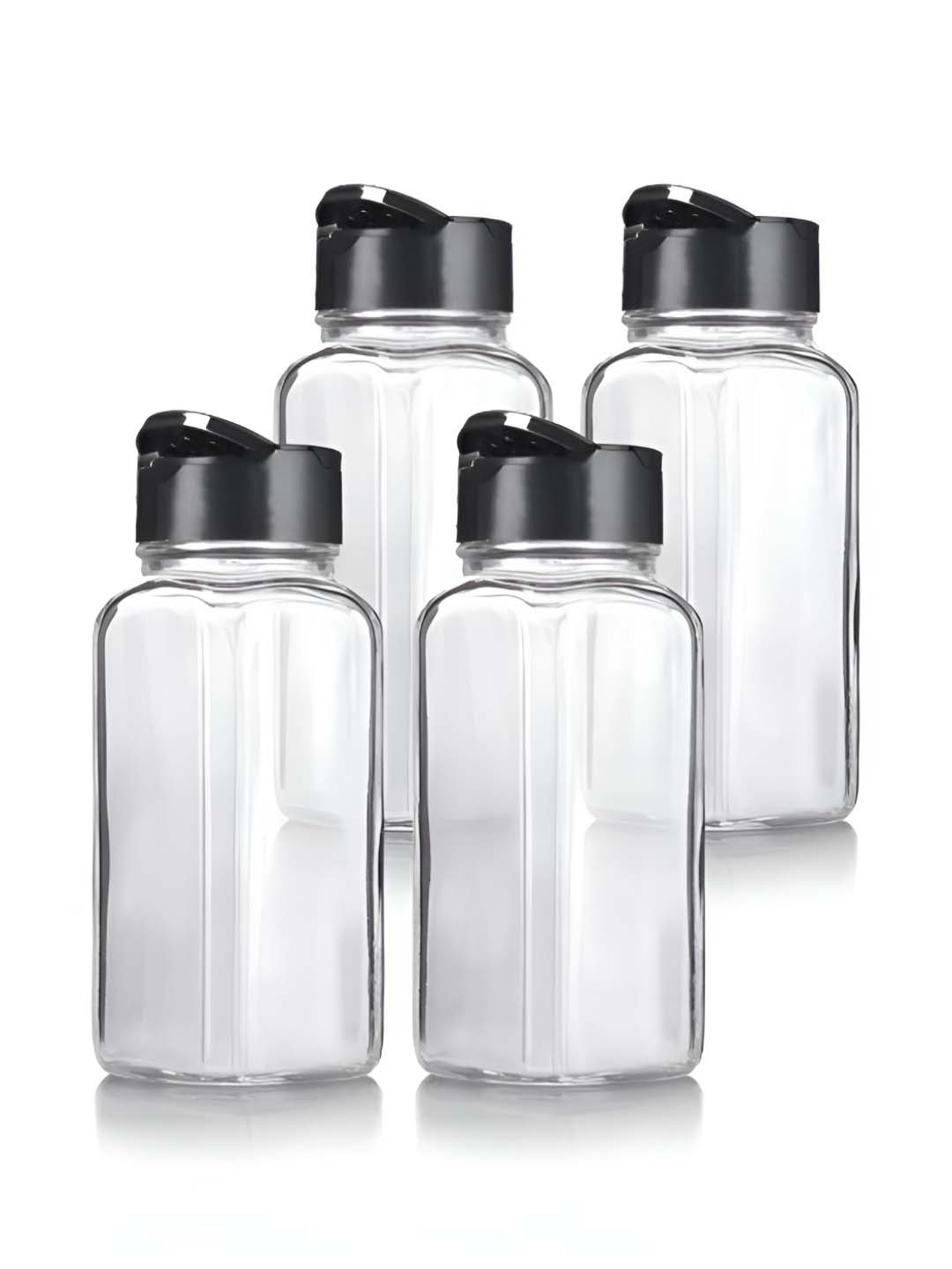 

CROCO JAR Transparent & Black 4 Pieces Glass Spice Jars - 100 ml each