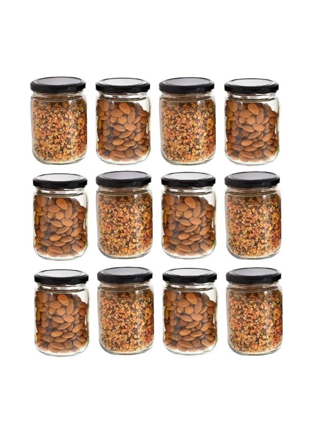 

CROCO JAR Piramal Transparent & Black 12 Pieces Glass Containers - 500 ml