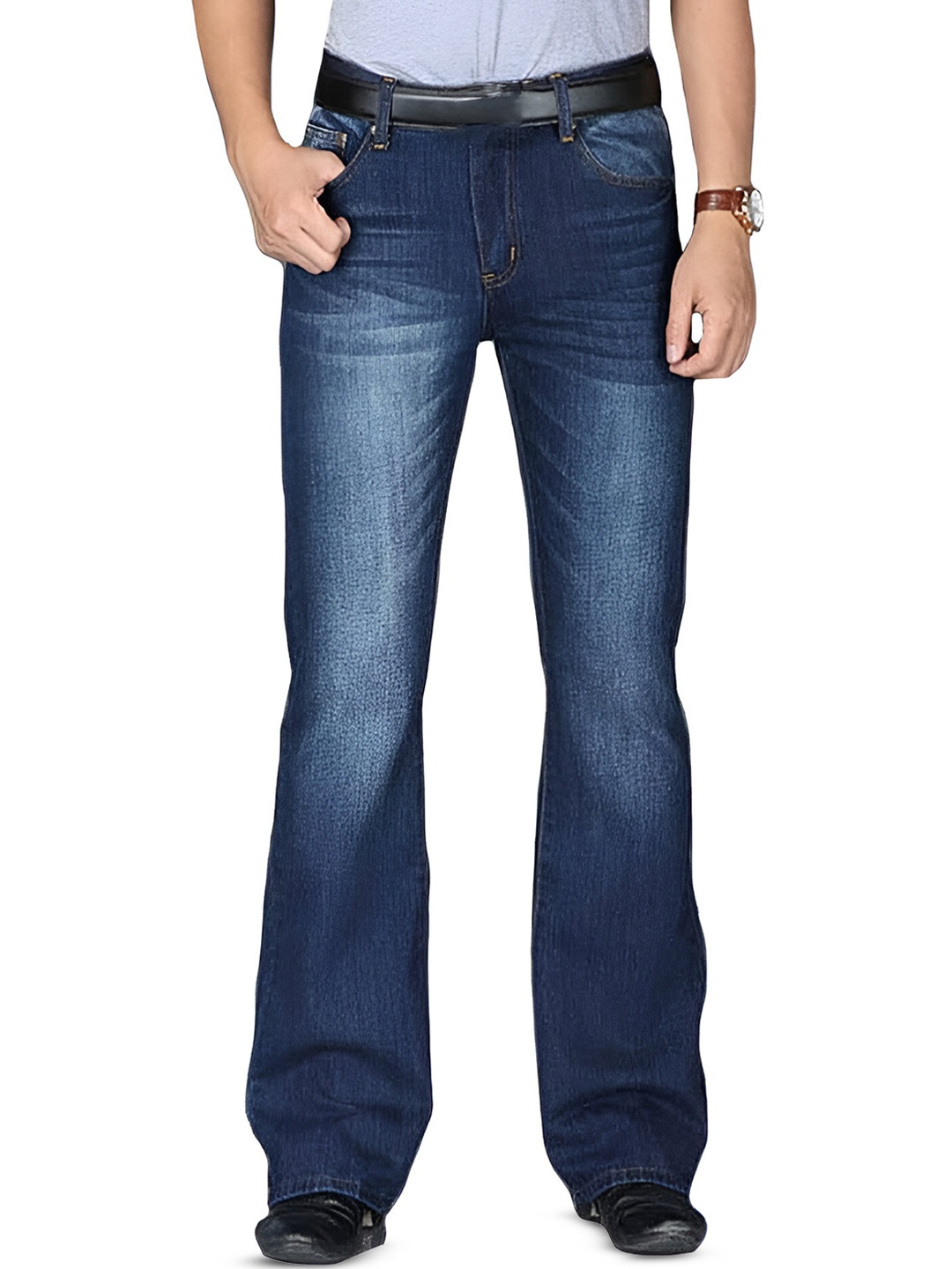 

Ben Martin Men Jean Bootcut High-Rise Light Fade Stretchable Jeans, Blue