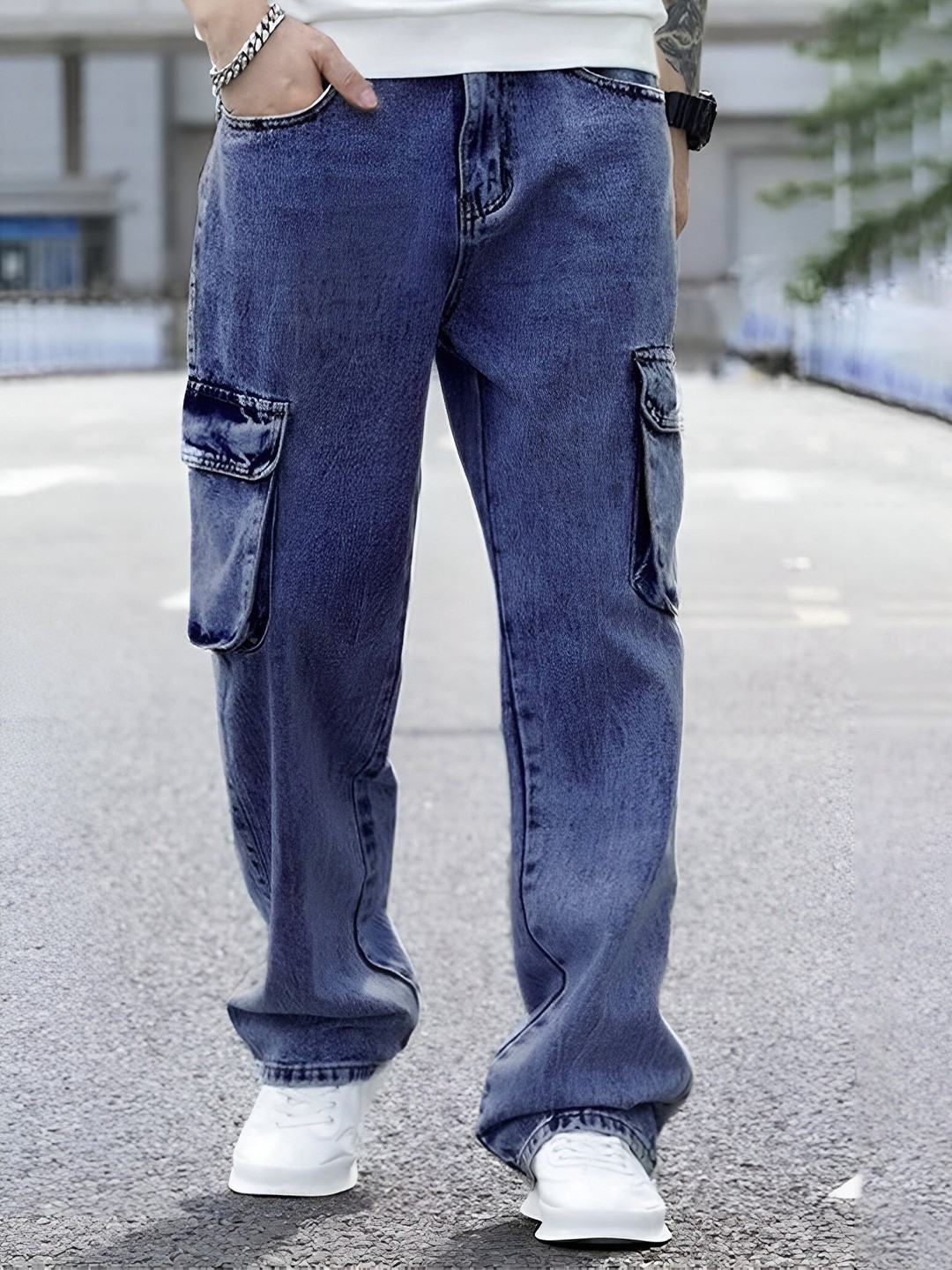 

Ben Martin Men Loose Boyfriend Fit High-Rise Light Fade Stretchable Jeans, Blue