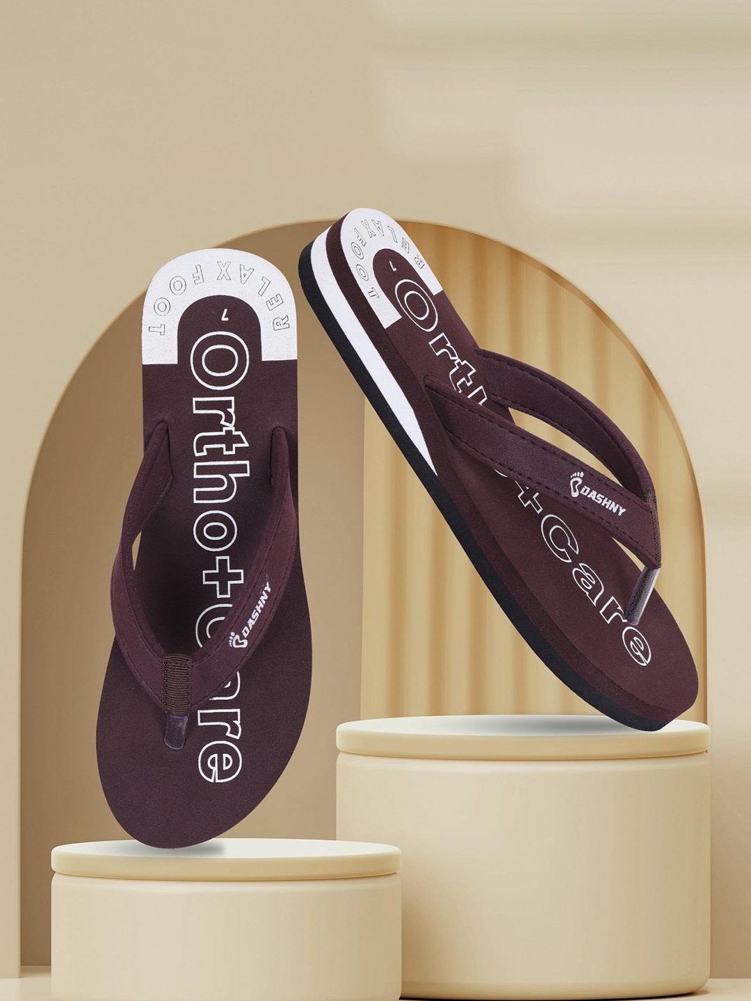 

DASHNY Women Printed Rubber Slip-On slippers, Brown