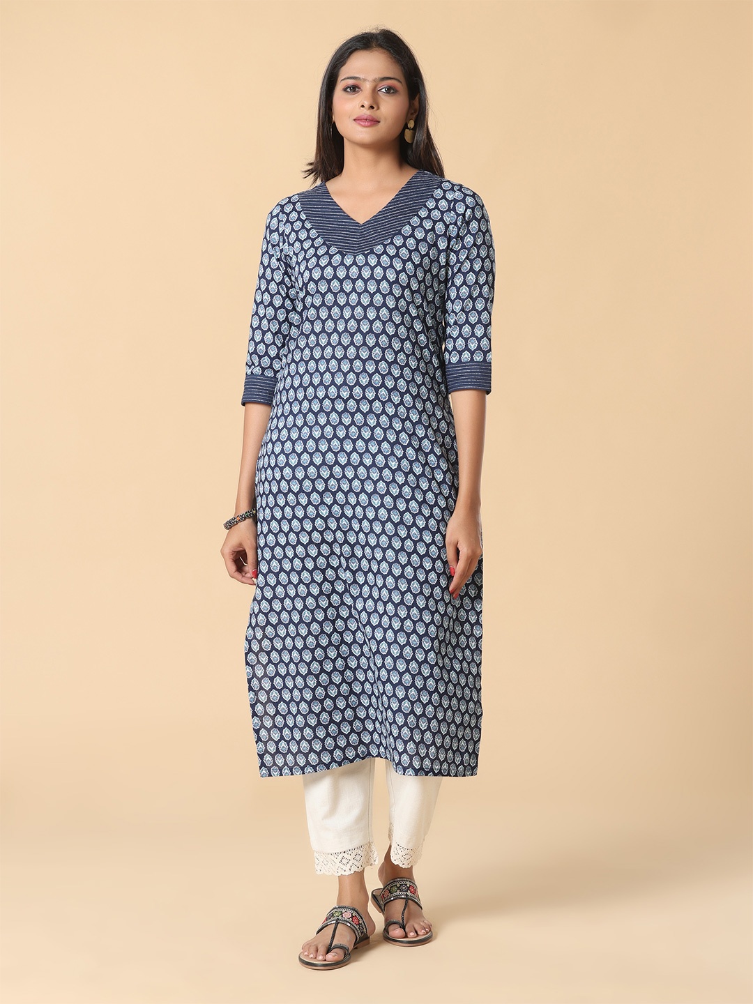 

Vismay Printed Pure Cotton Straight Kurtas, Blue