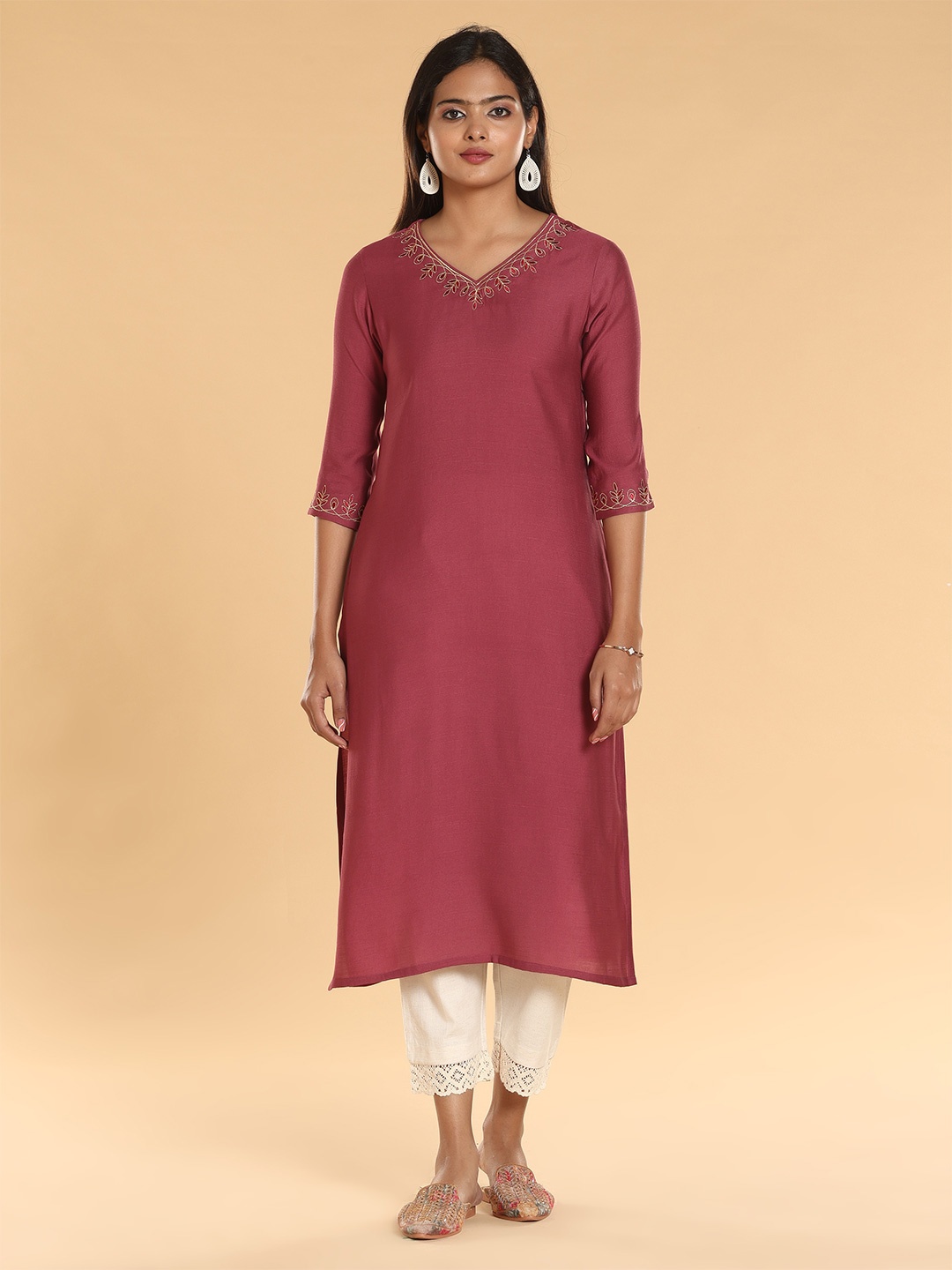 

Vismay Embroidered Straight Kurtas, Pink