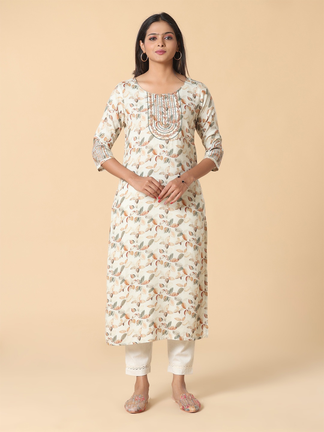 

Vismay Printed Straight Kurtas, White