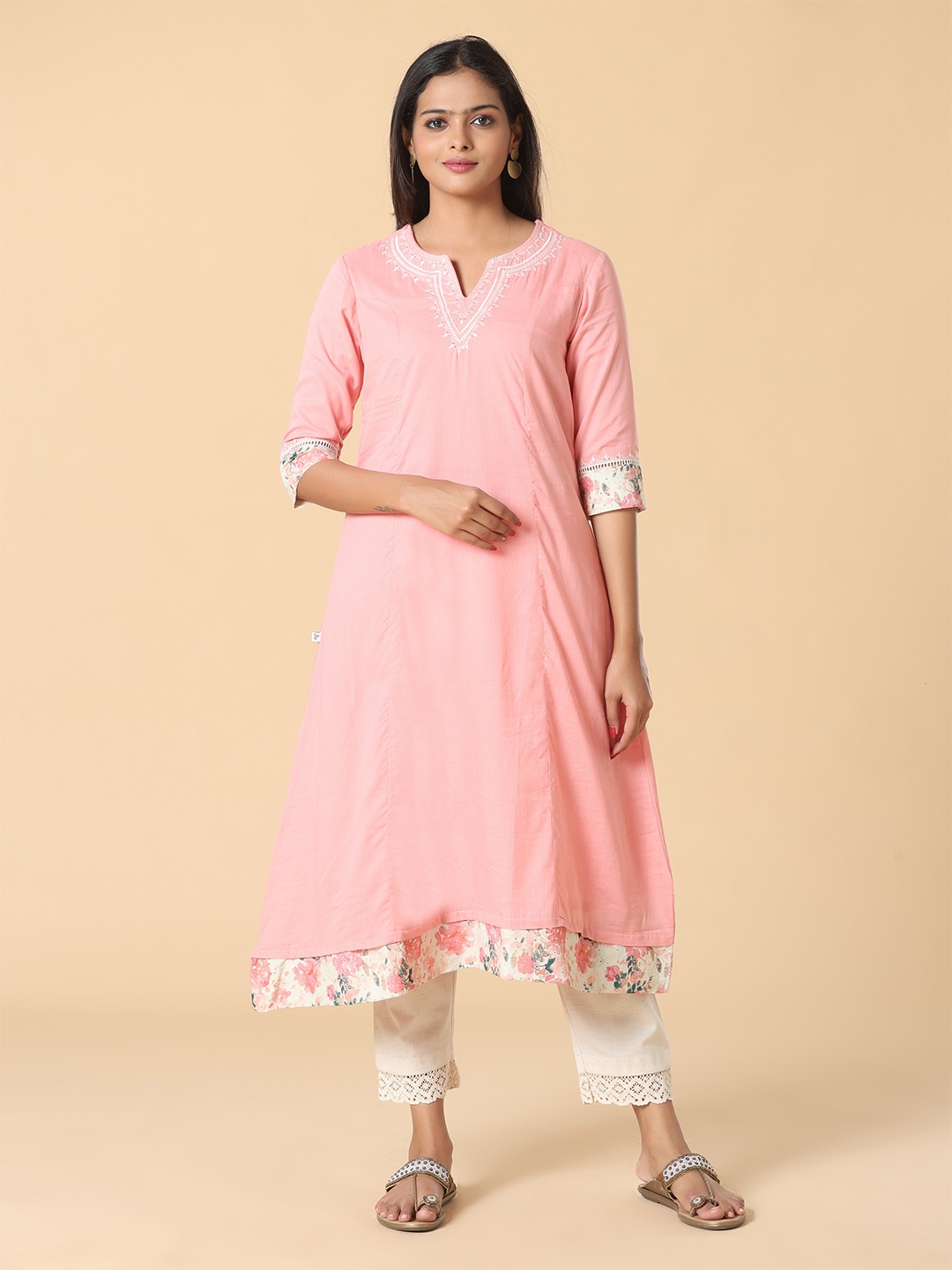 

SAZRIKA Pure Cotton Flared Kurtas, Pink