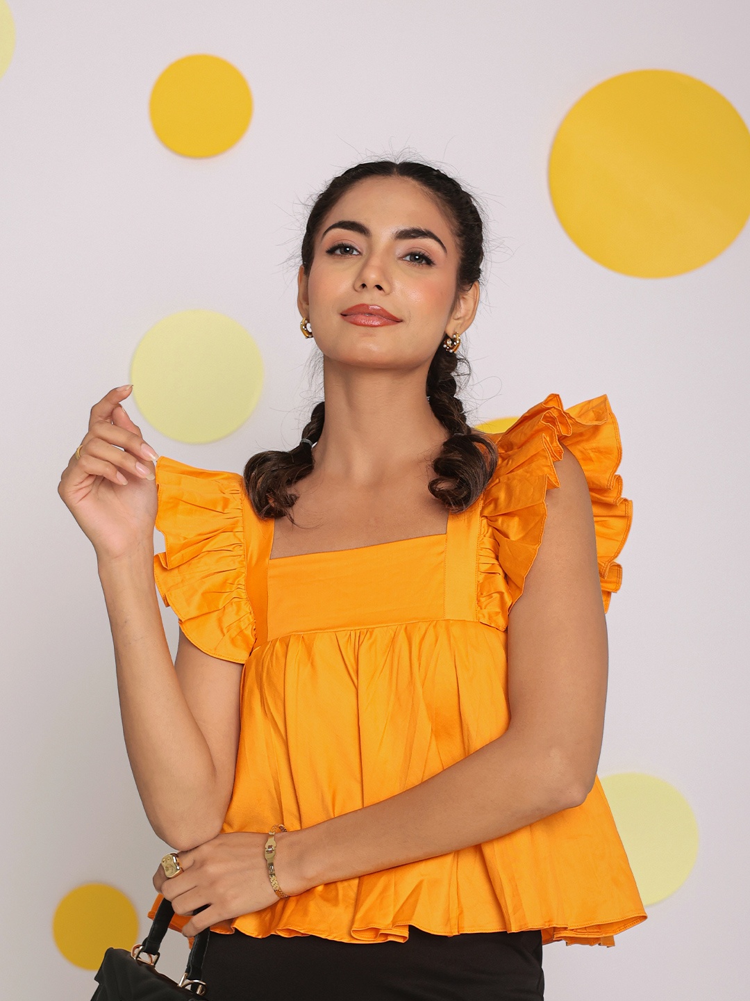 

KAORI BY SHREYA AGARWAL Bohemian Cotton Top, Yellow