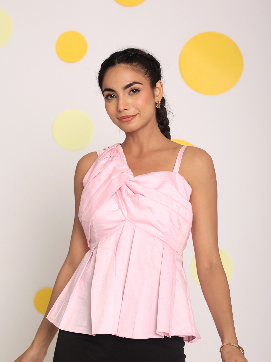 

KAORI BY SHREYA AGARWAL Women Bohemian Cotton Peplum Top, Pink