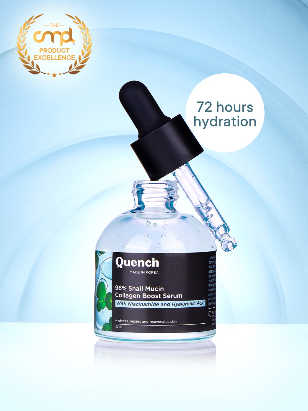 

Quench Botanics 96% Snail Mucin Collagen Boost Serum-With Niacinamide- 30ml, White