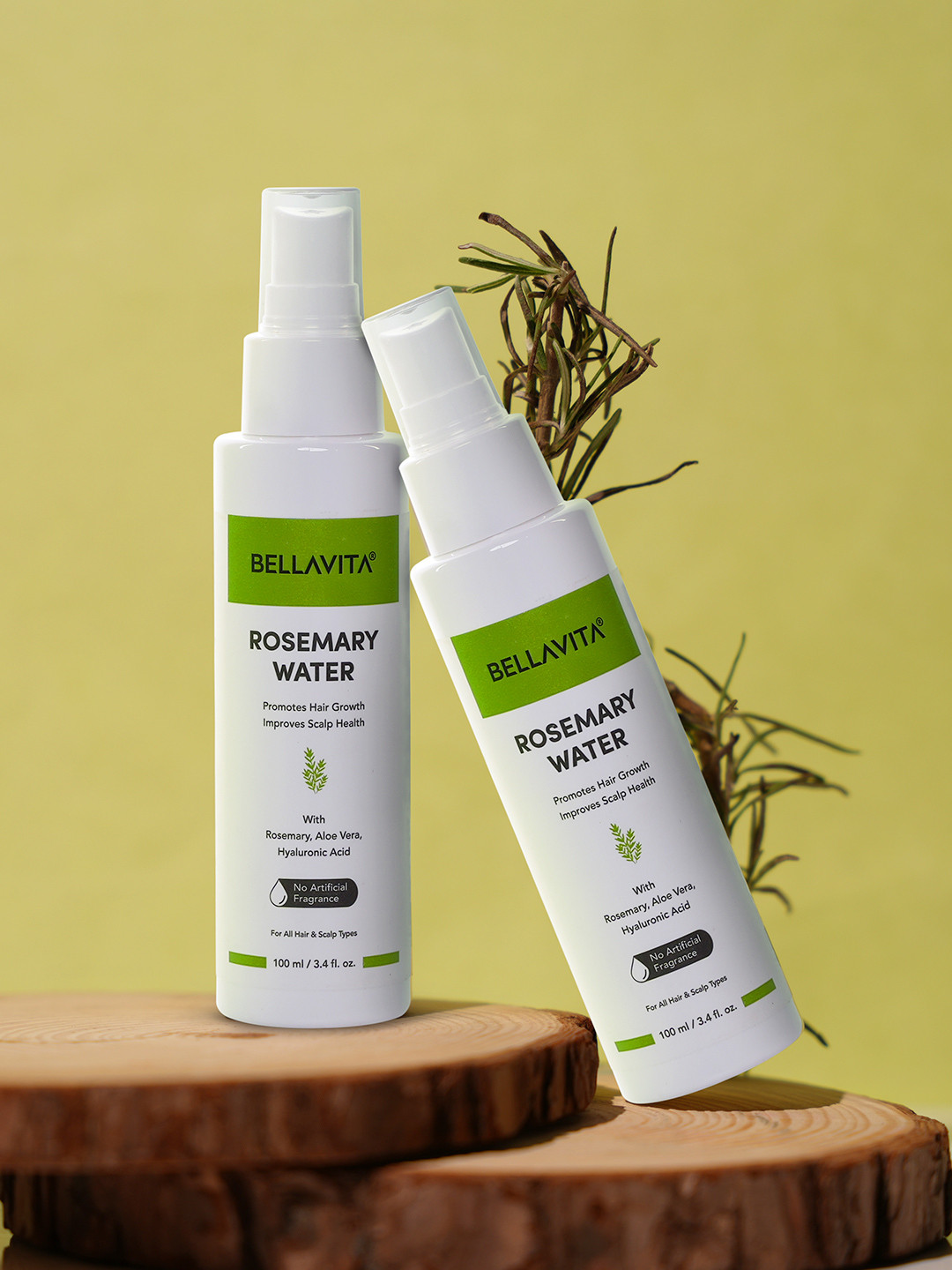 

Bella Vita Organic Set of 2 Rosemary Water with Aloe Vera & Hyaluronic Acid - 100ml Each, White