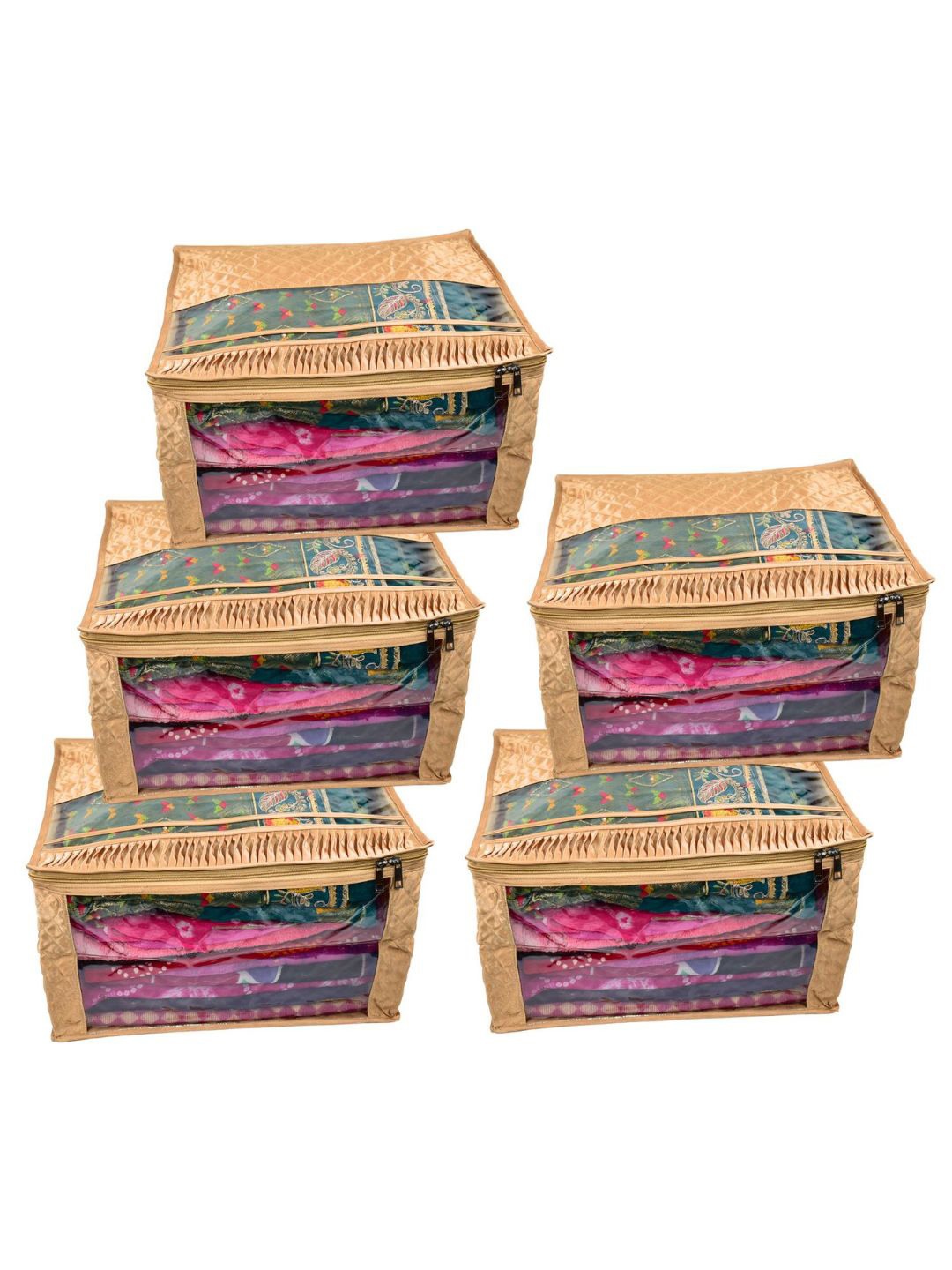 

Ajabh Gold Toned 5 Pieces Foldable Satin Multi Utility Organisers