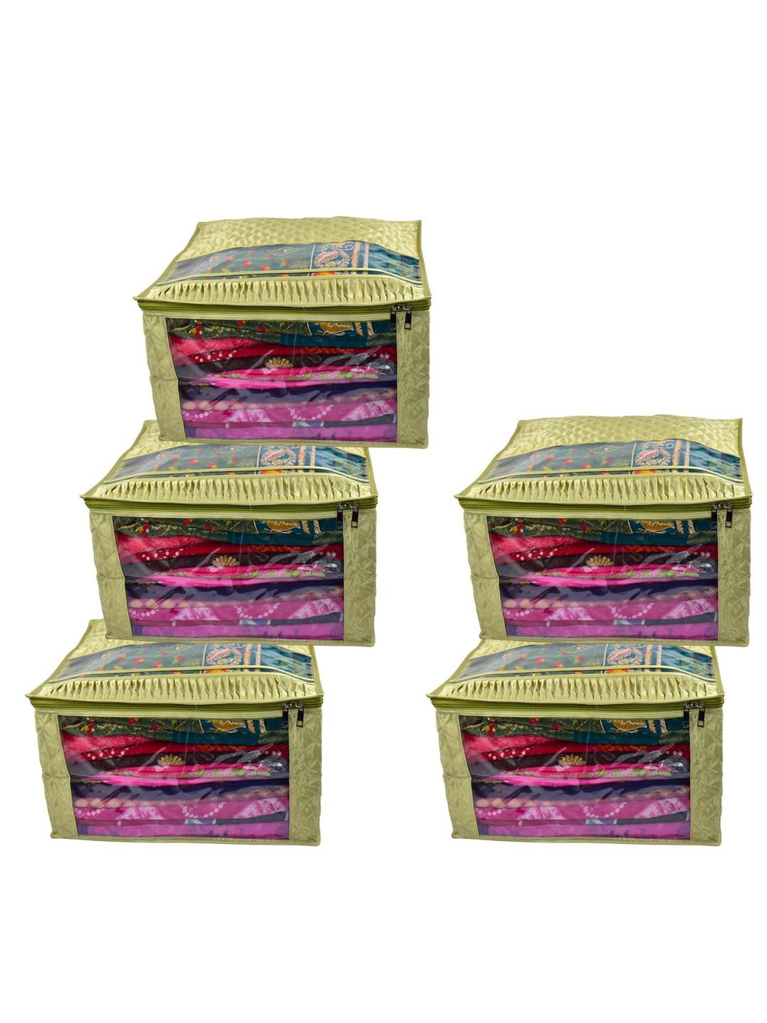 

Ajabh Green 5 Pieces Foldable Satin Multi Utility Organisers