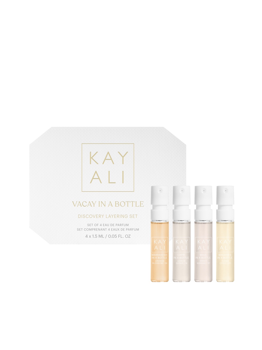 

Kayali Vacay in a Bottle Discovery Layering Fragrance Set, White