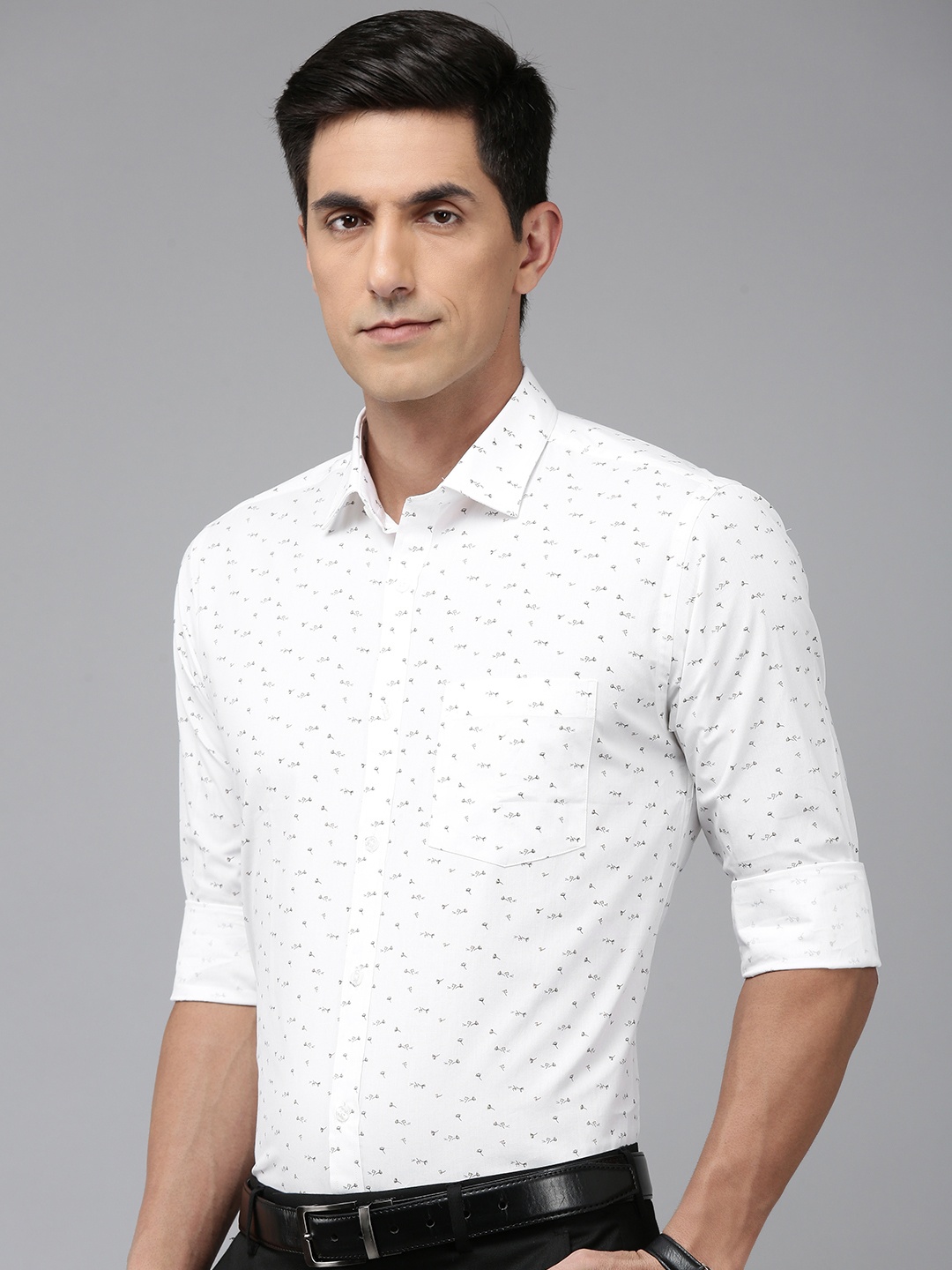 

Park Avenue Slim Fit Floral Printed Pure Cotton Formal Shirt, White