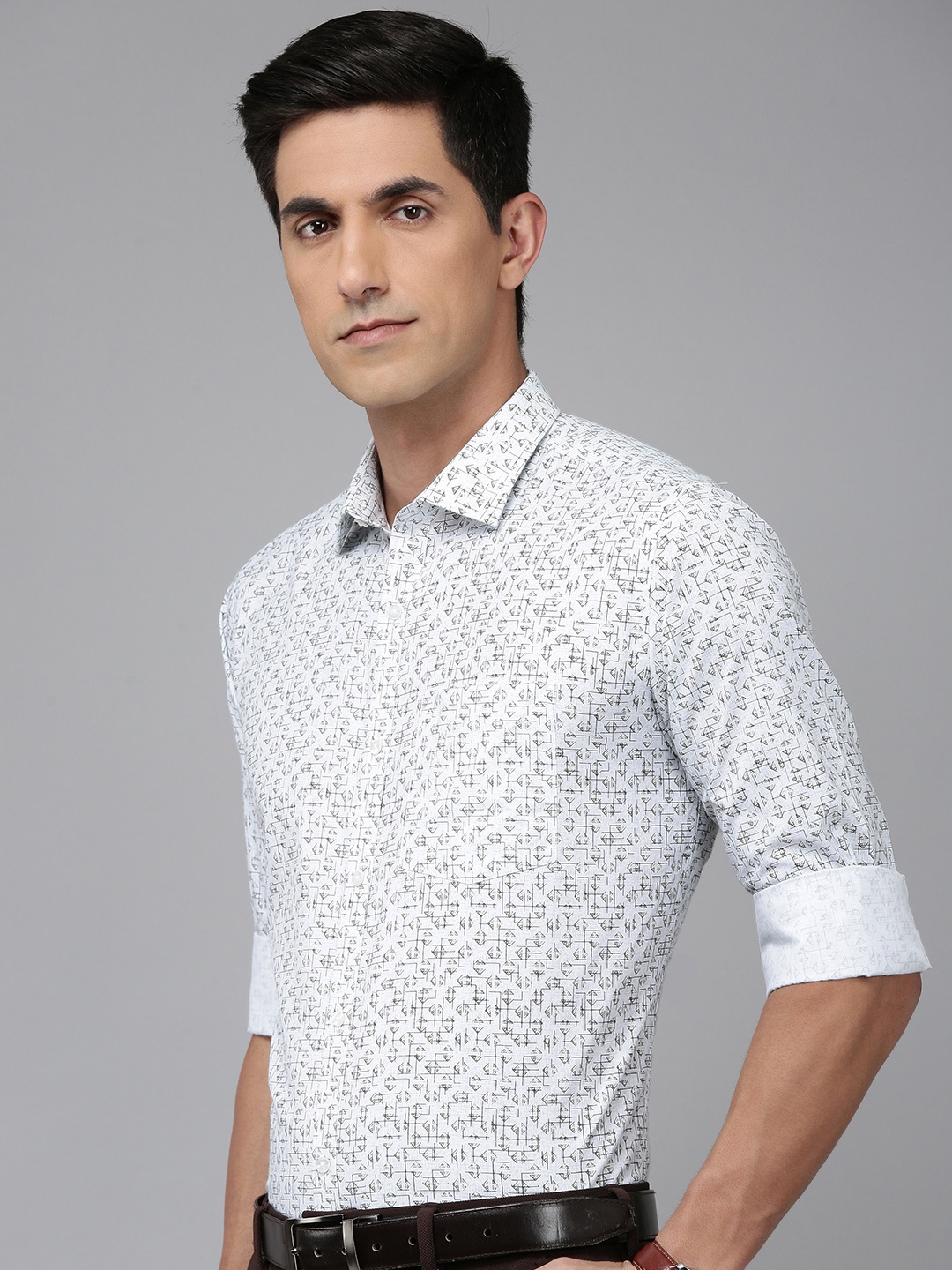 

Park Avenue Slim Fit Geometric Printed Formal Shirt, White
