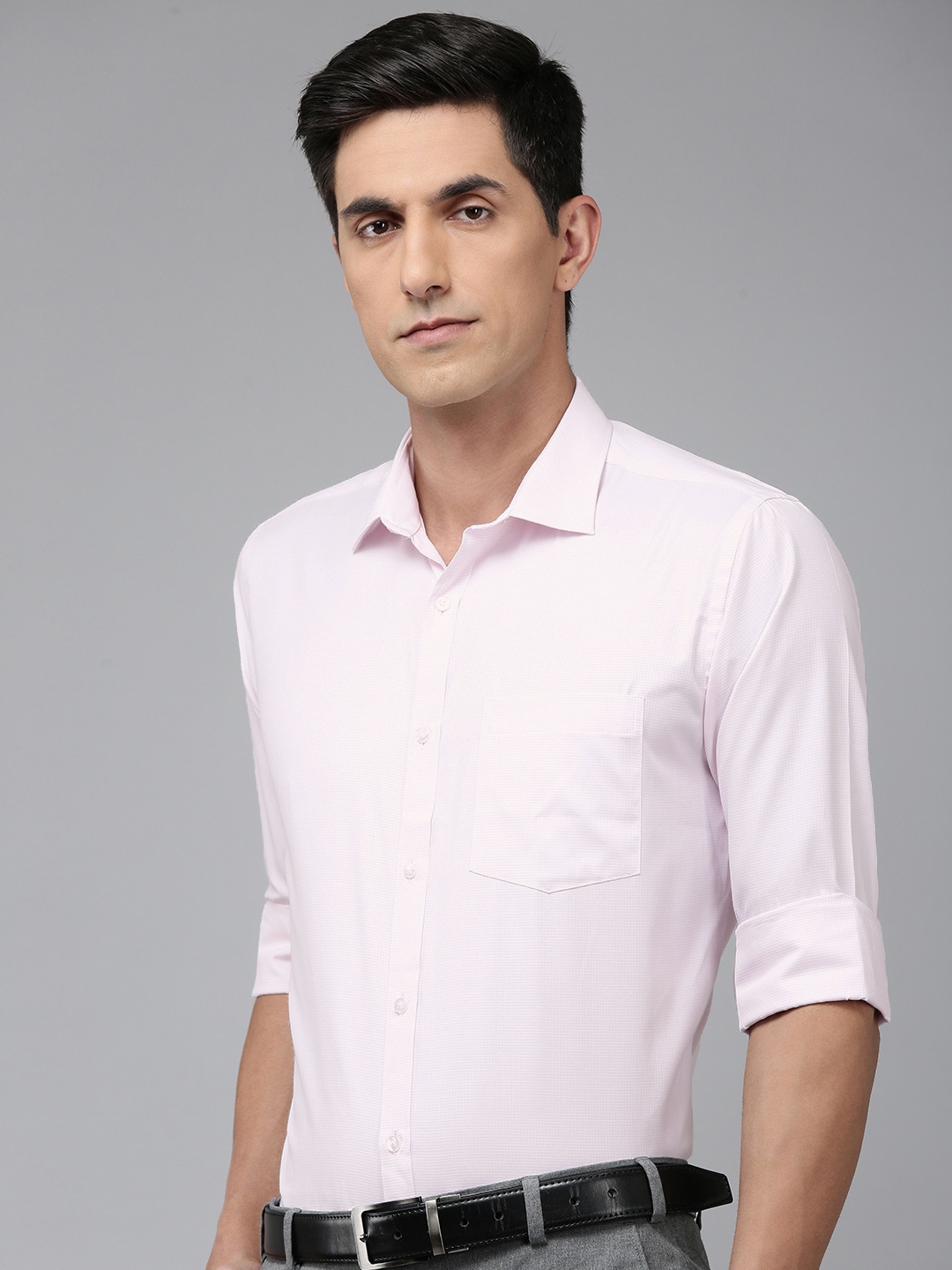 

Park Avenue Self Design Slim Fit Formal Shirt, Pink