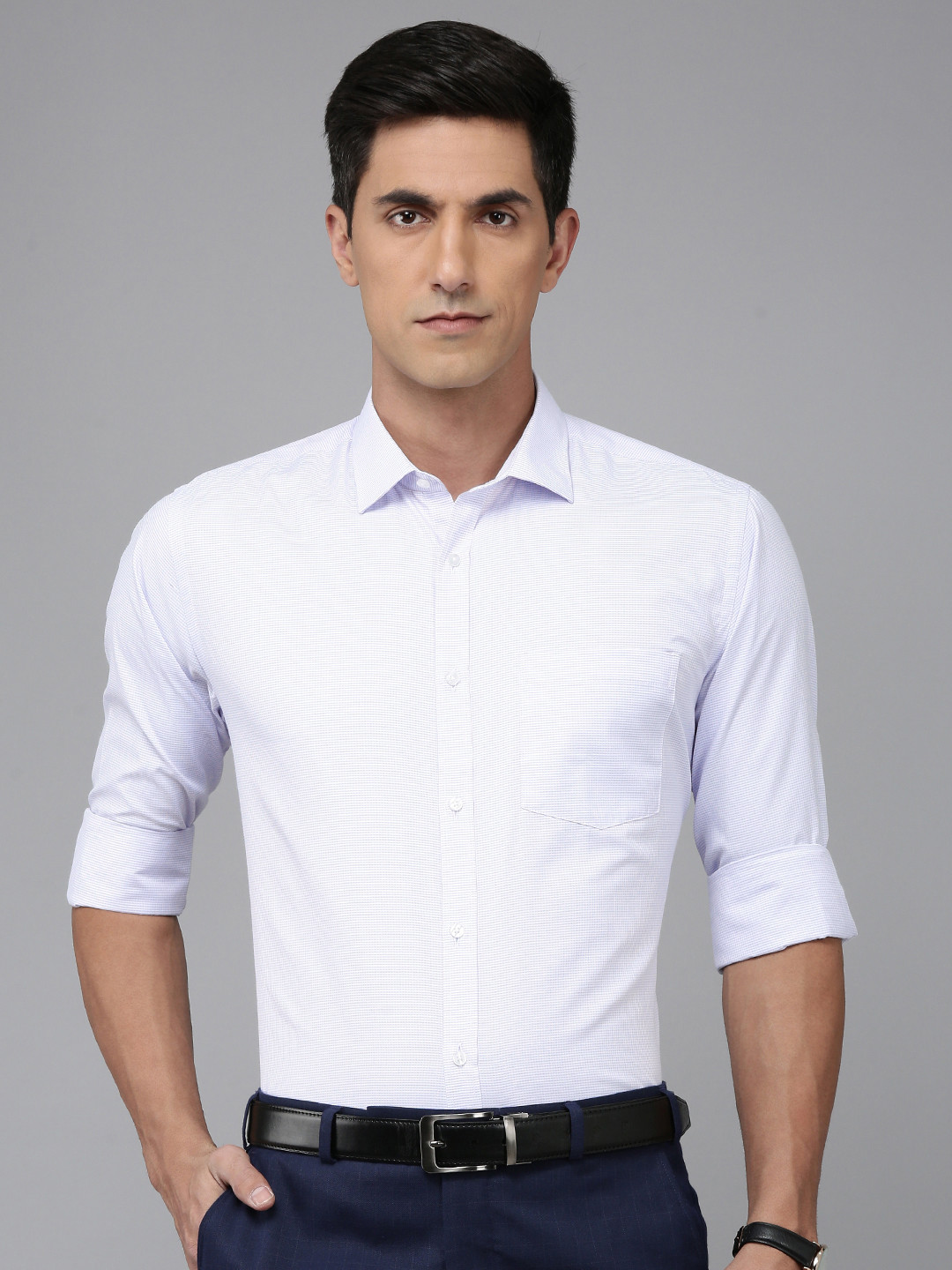 

Park Avenue Self Design Slim Fit Formal Shirt, White