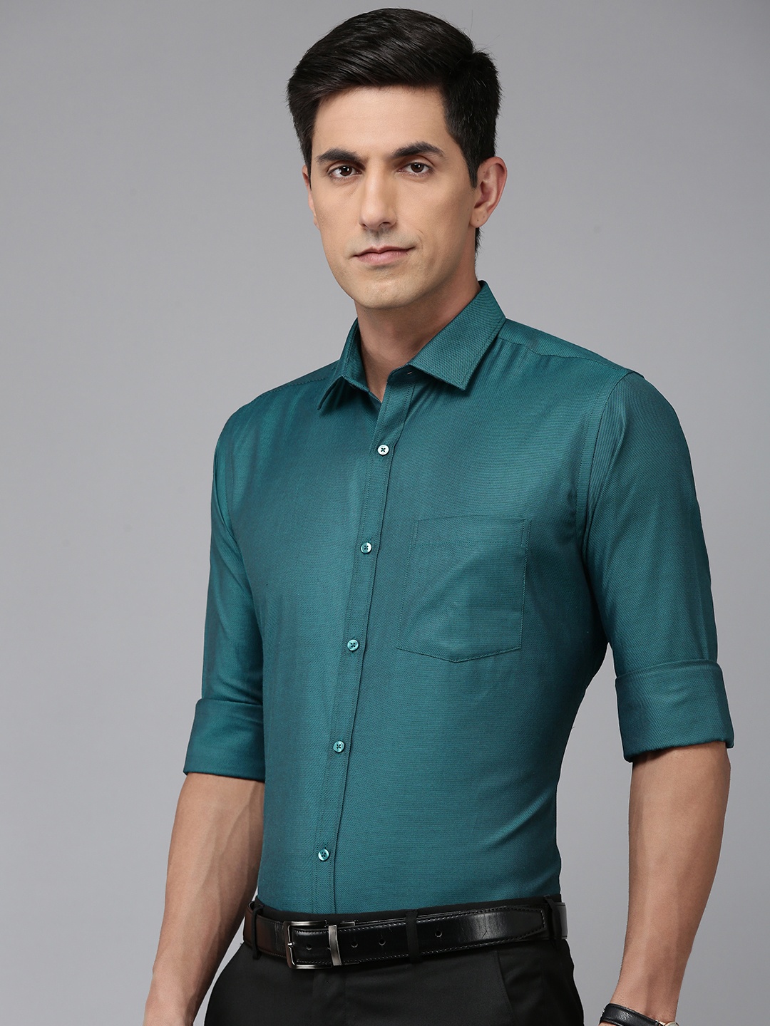 

Park Avenue Slim Fit Cutaway Collar Formal Shirt, Teal