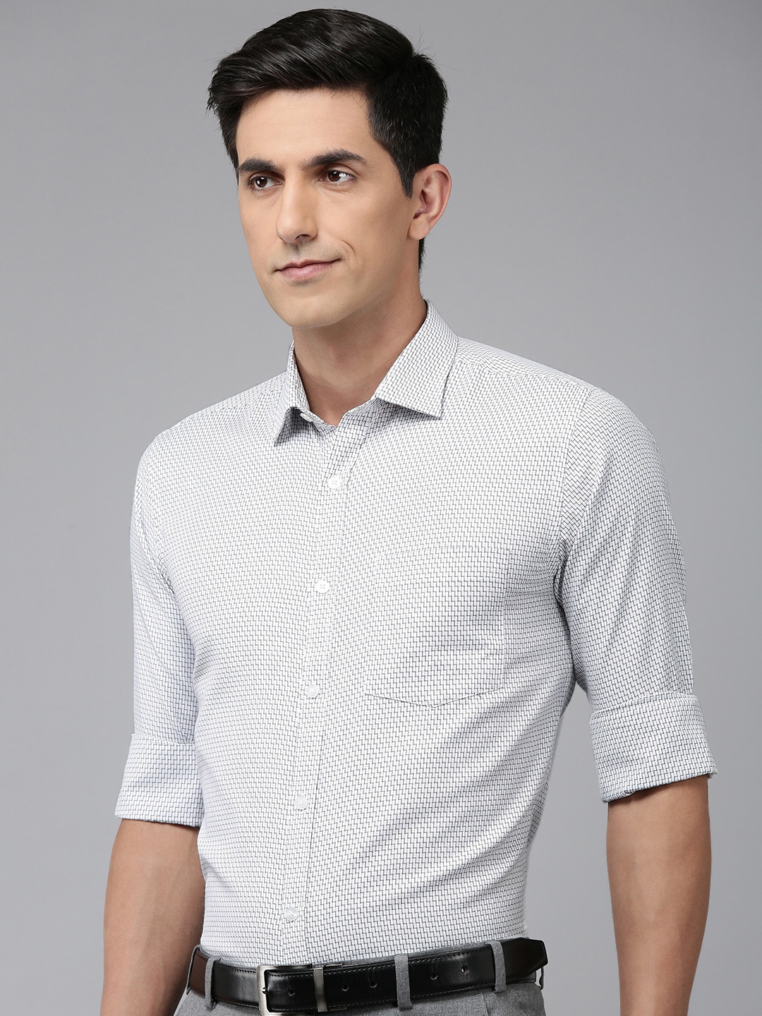 

Park Avenue Slim Fit Checked Formal Shirt, White