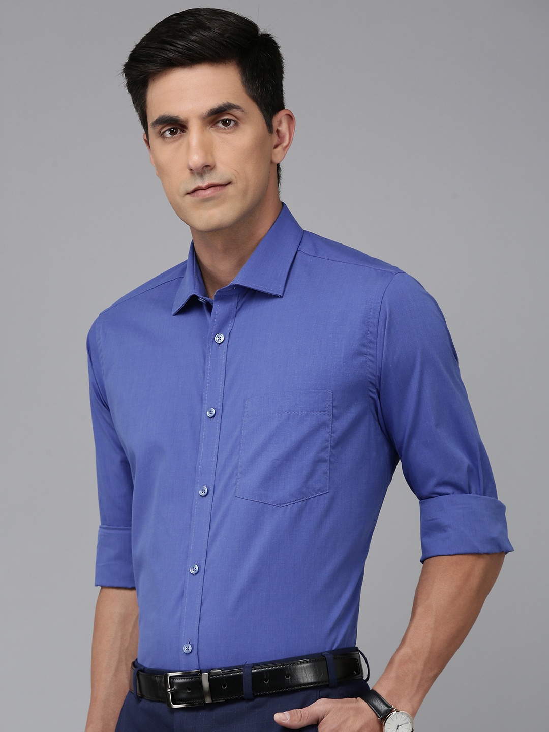 

Park Avenue Solid Pure Cotton Formal Shirt, Blue