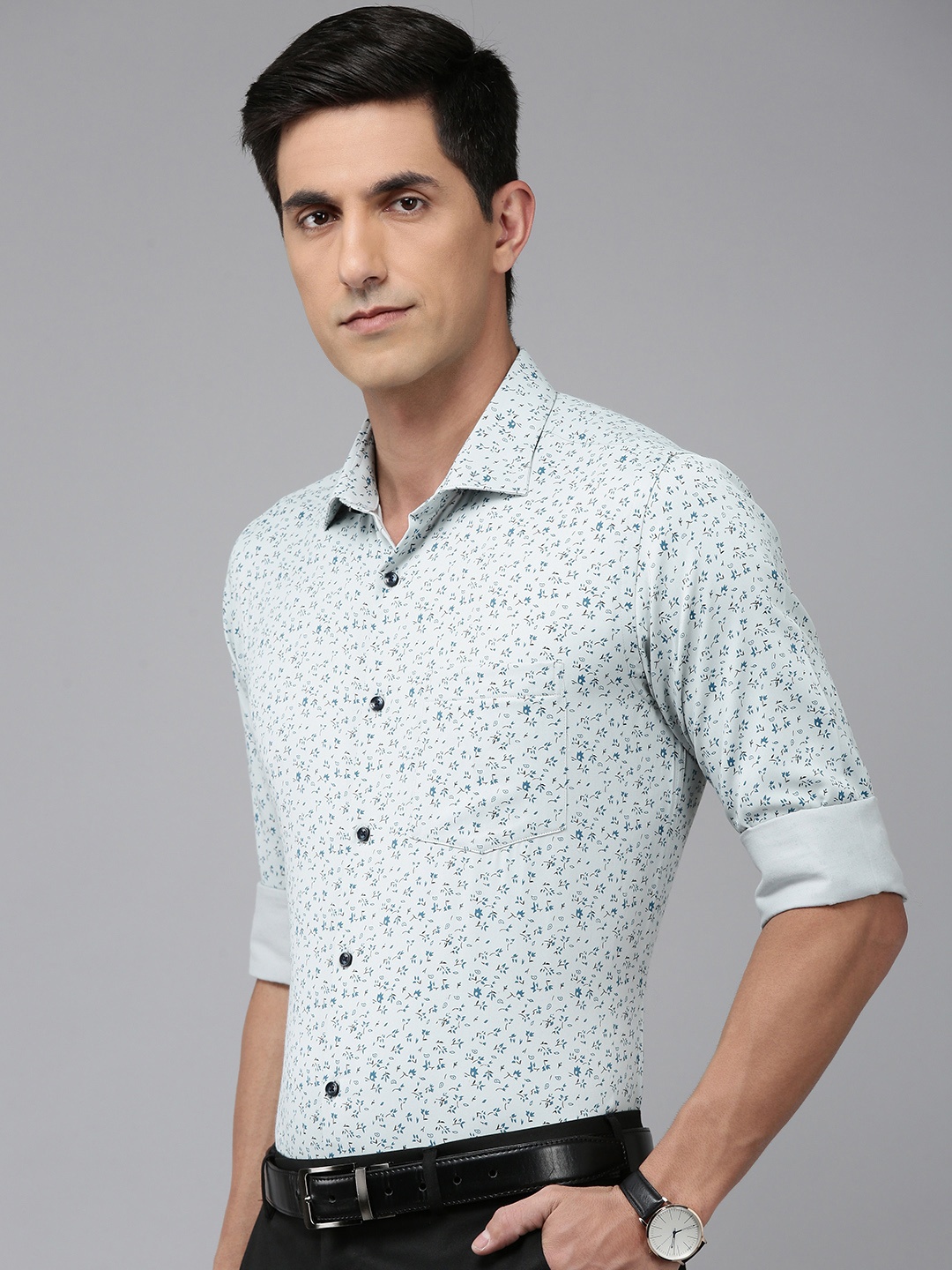 

Park Avenue Slim Fit Floral Printed Formal Shirt, Grey
