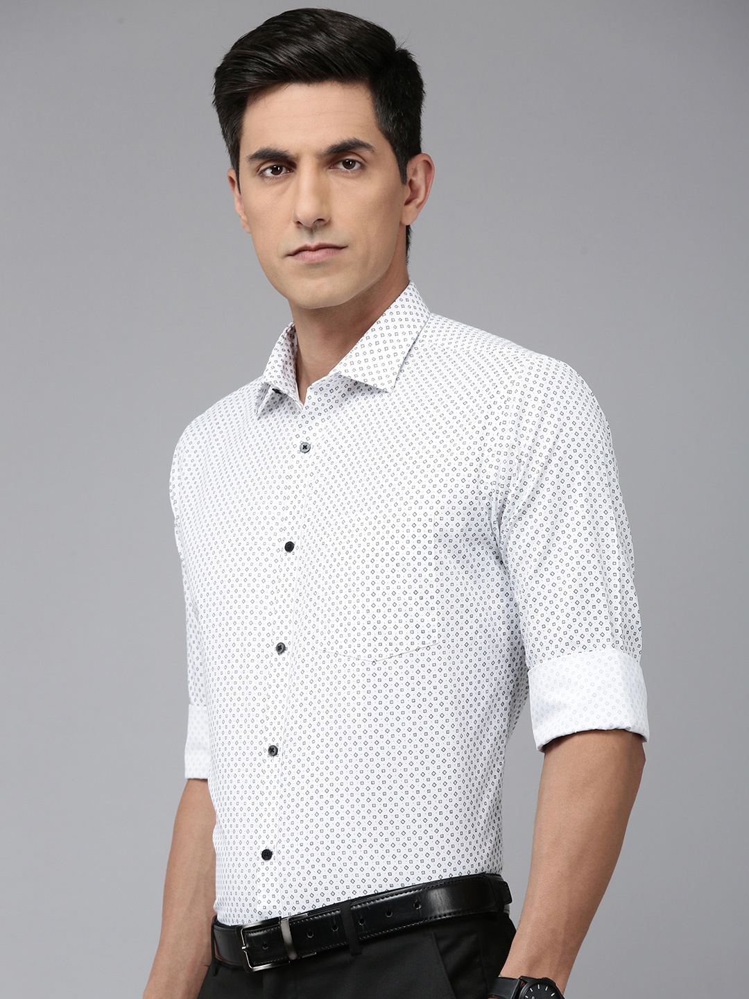 

Park Avenue Slim Fit Printed Formal Shirt, White