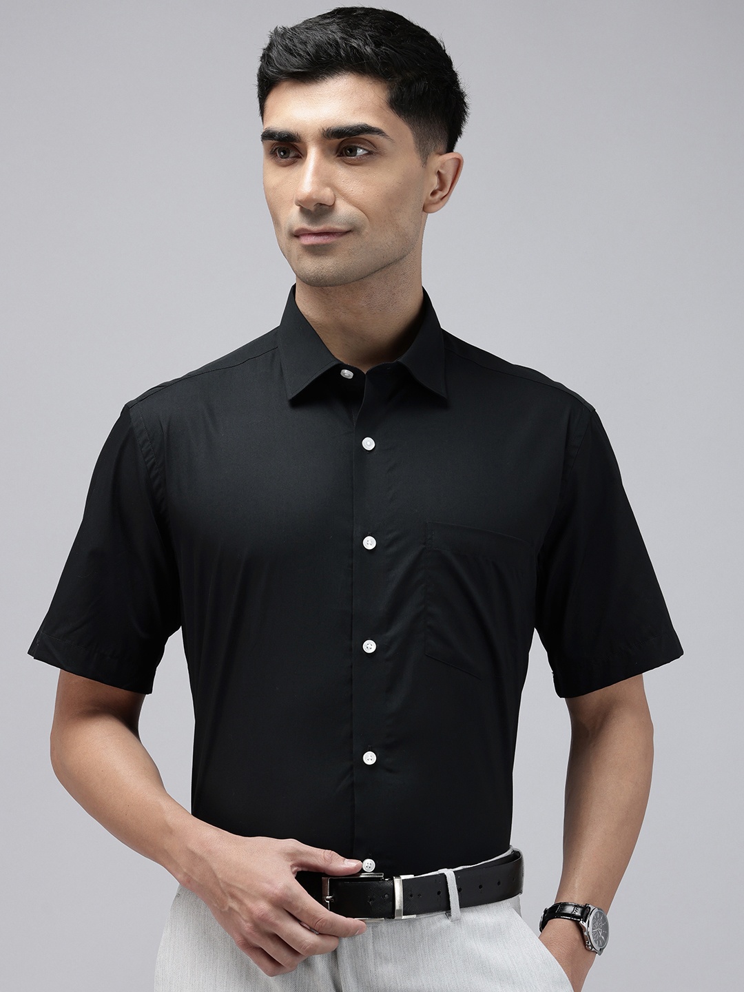 

Park Avenue Opaque Pure Cotton Formal Shirt, Black