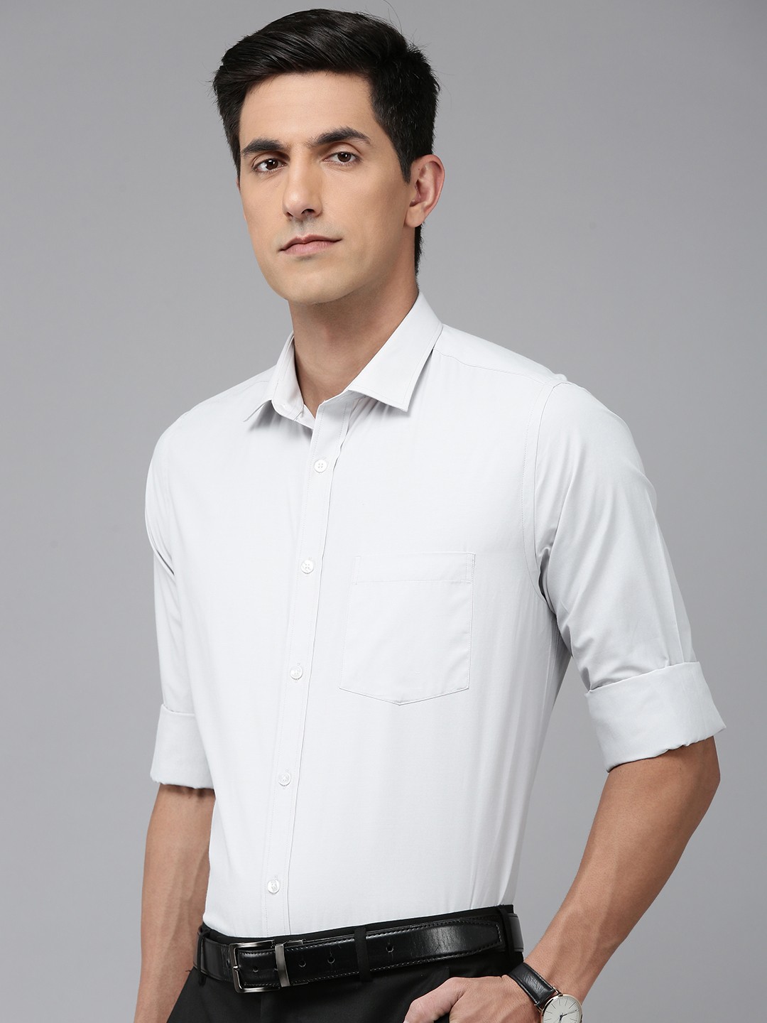 

Park Avenue Self Design Formal Shirt, Grey