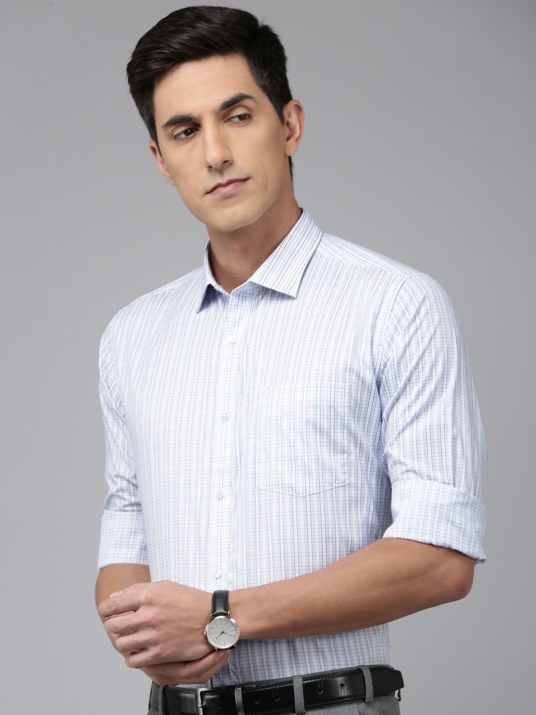 

Park Avenue Checked Formal Shirt, White