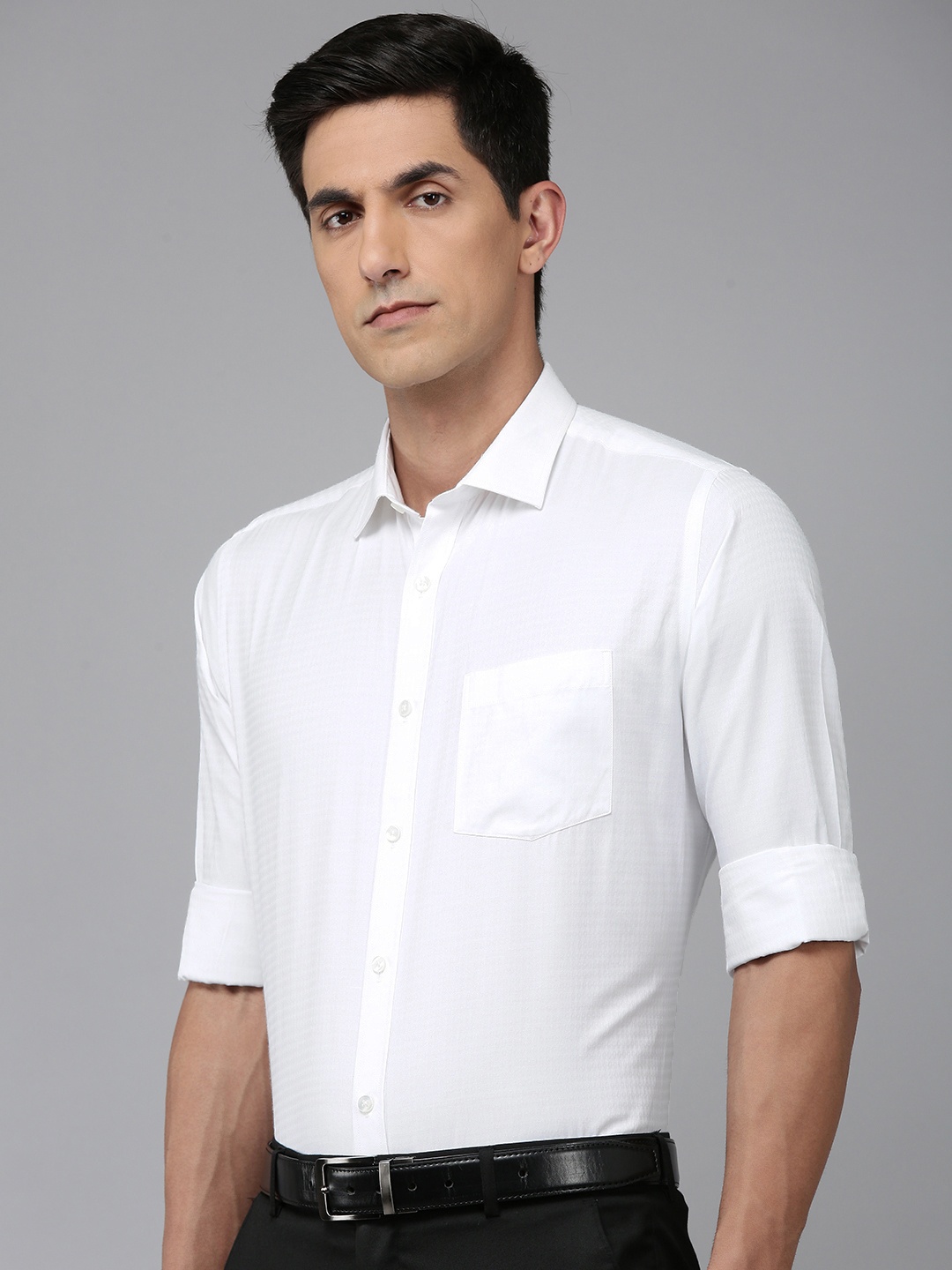 

Park Avenue Self Design Formal Shirt, White