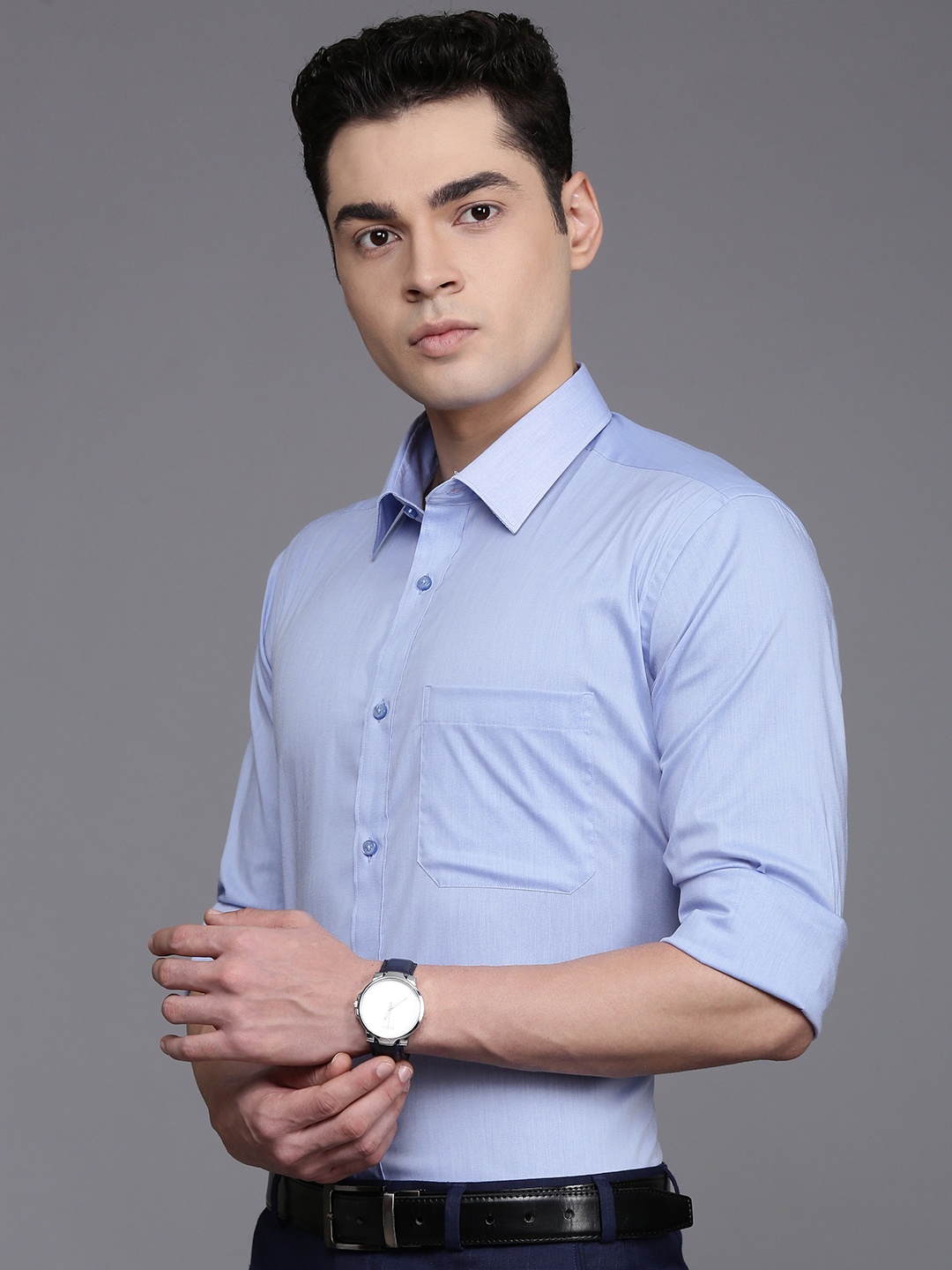 

Raymond Spread Collar Formal Shirt, Blue