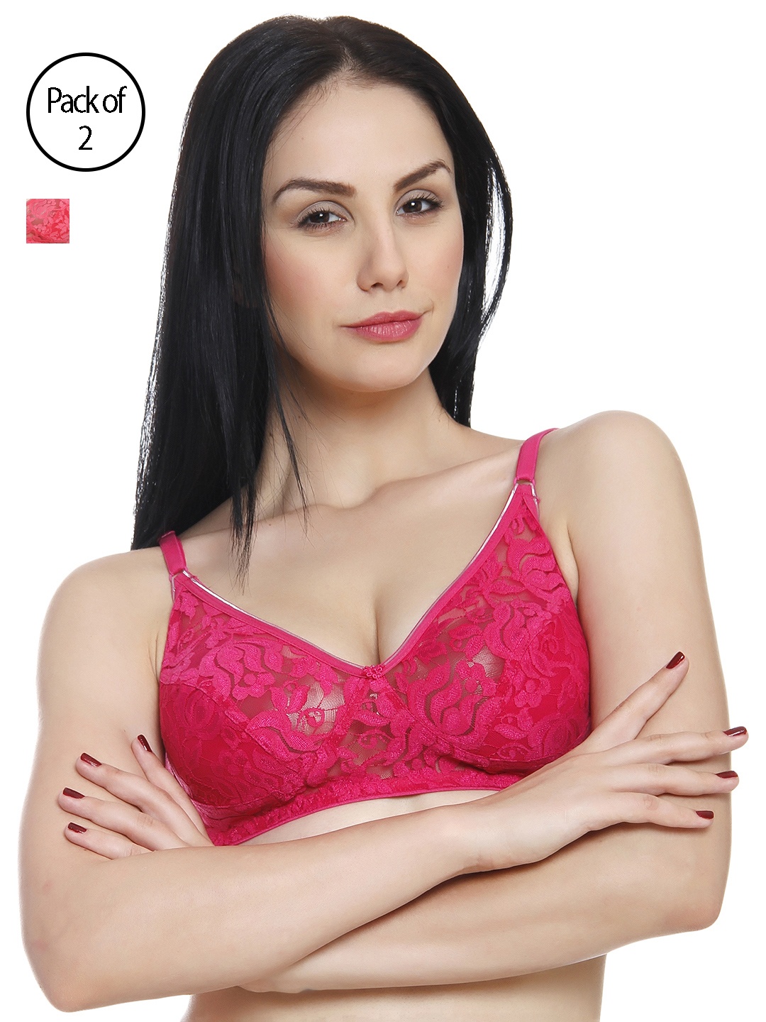 

Innocence Women Pack of 2 Balconette Bra BBAPLIN44481_40, Coral