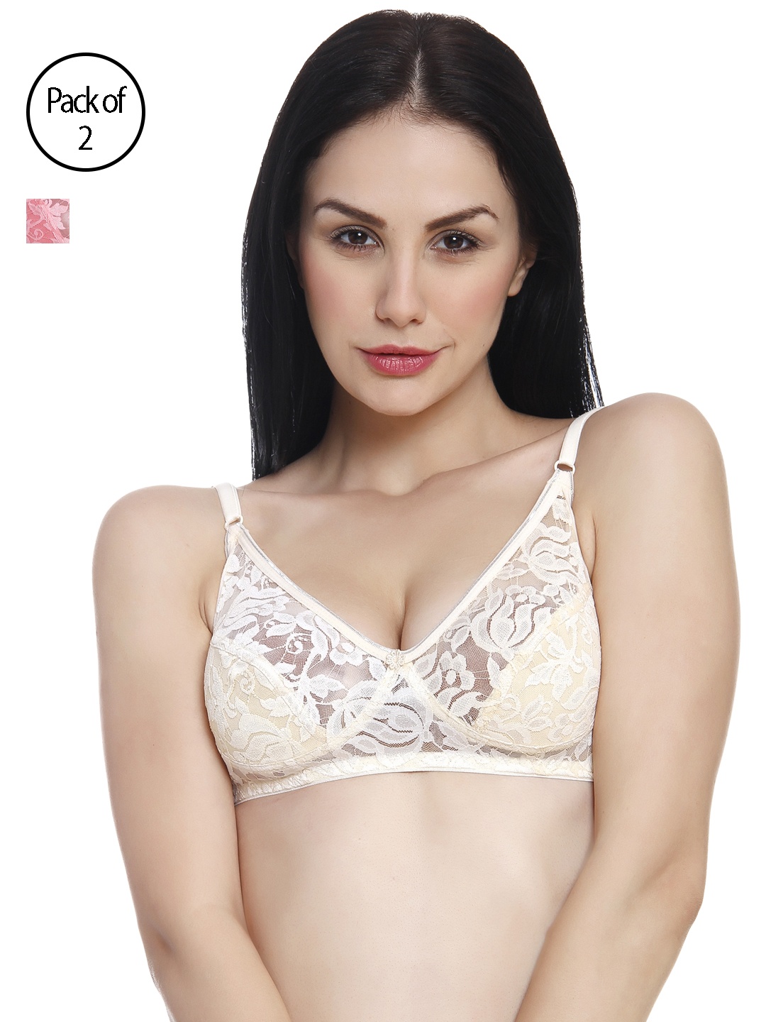 

Innocence Women Pack of 2 Balconette Bra BBAPLIN44483_40, Cream
