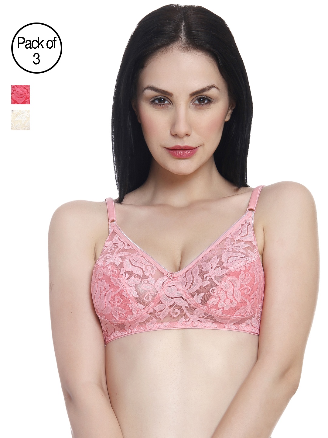 

Innocence Women Pack of 3 Balconette Bra BBAPLIN44487_40, Maroon