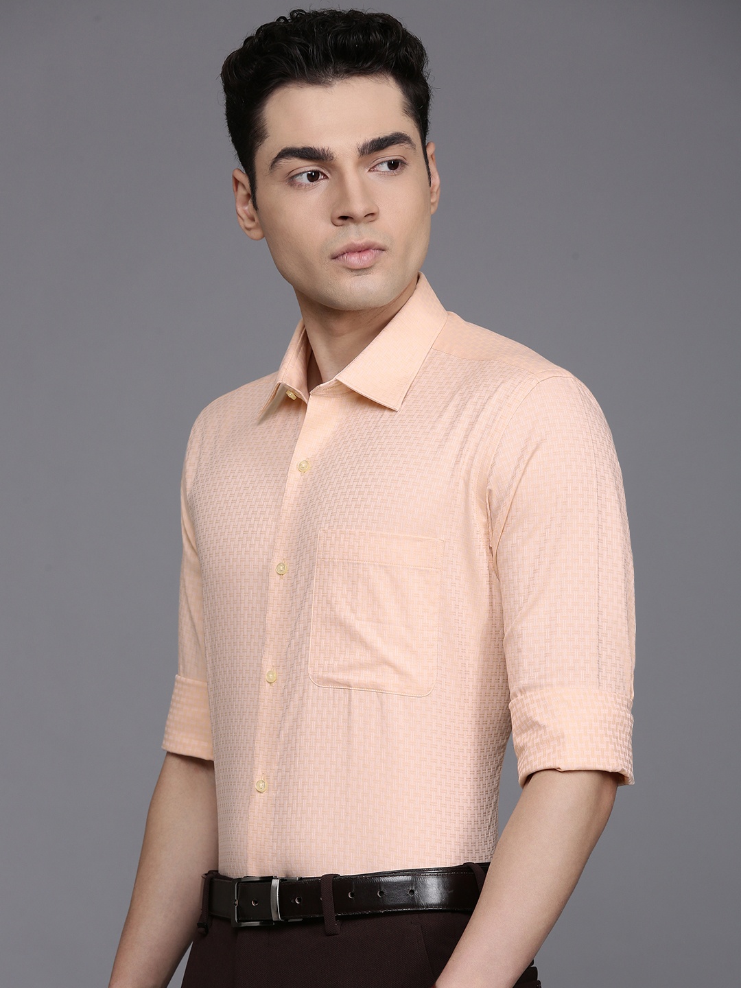 

Raymond Textured Pure Cotton Formal Shirt, Yellow