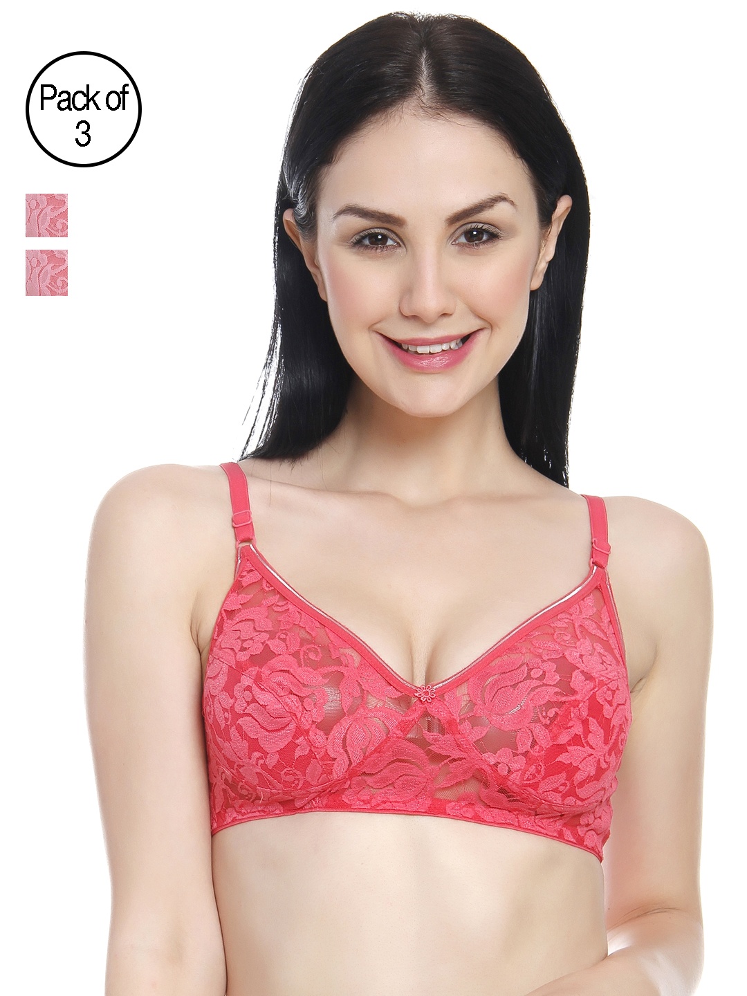 

Innocence Women Pack of 3 Balconette Bra BBAPLIN44488_40, Pink