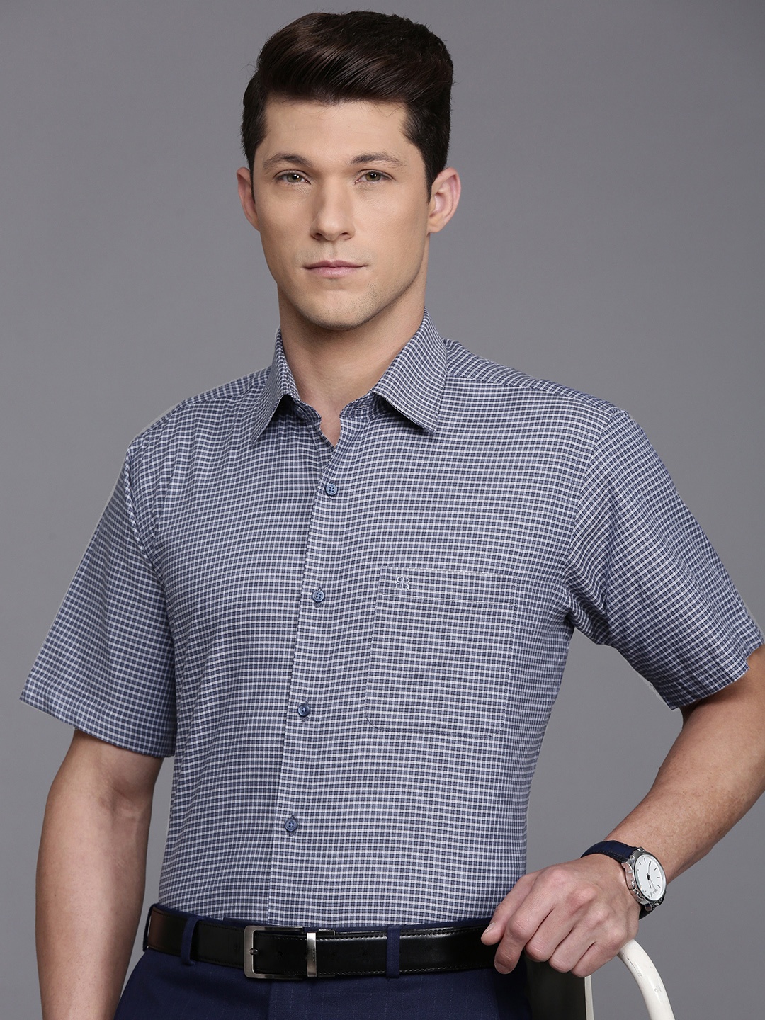 

Raymond Micro Checks Formal Shirt, Blue