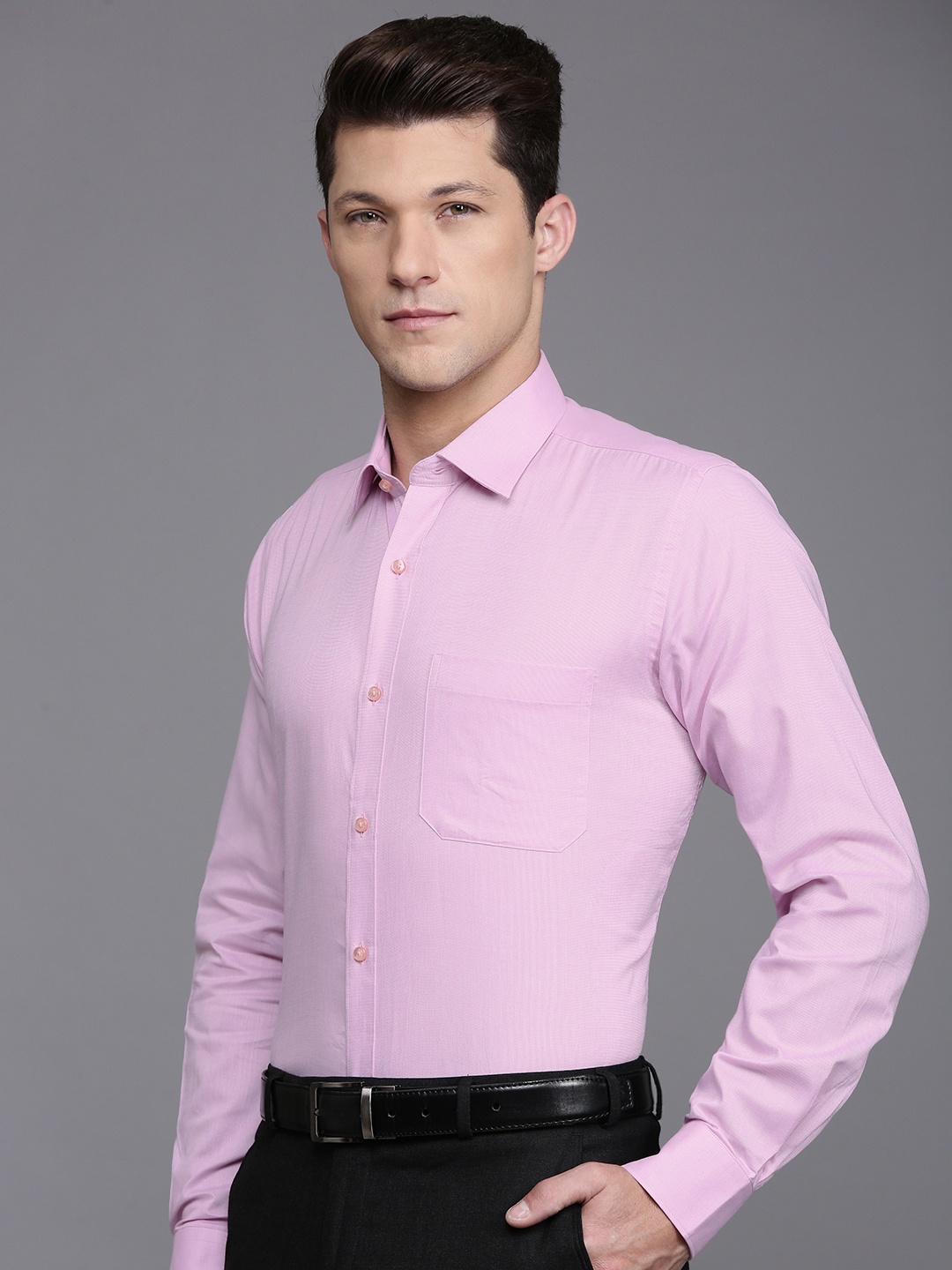 

Raymond Contemporary Textured Self Design Pure Cotton Formal Shirt, Pink