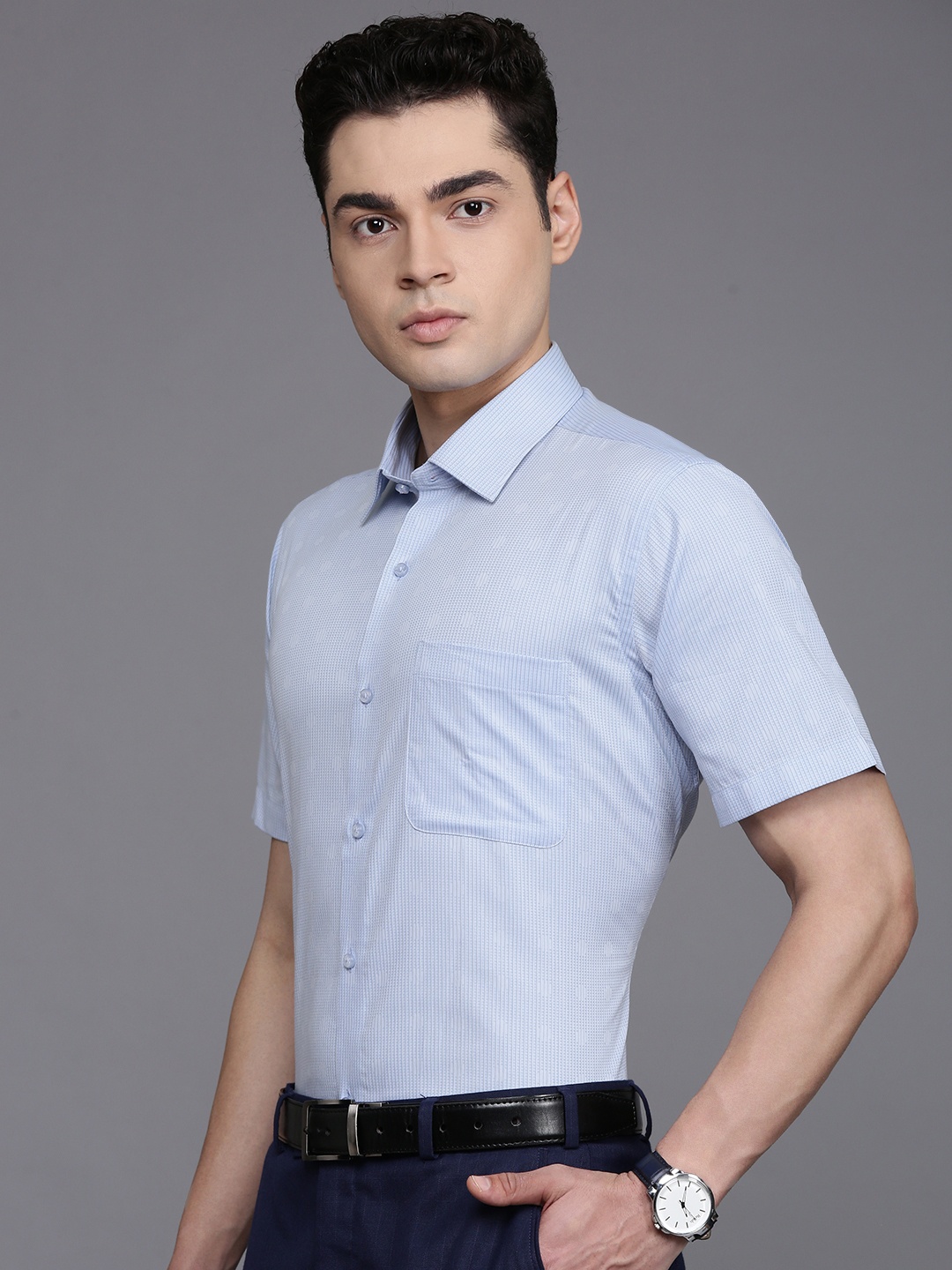 

Raymond Textured Contemporary Pure Cotton Formal Shirt, Blue