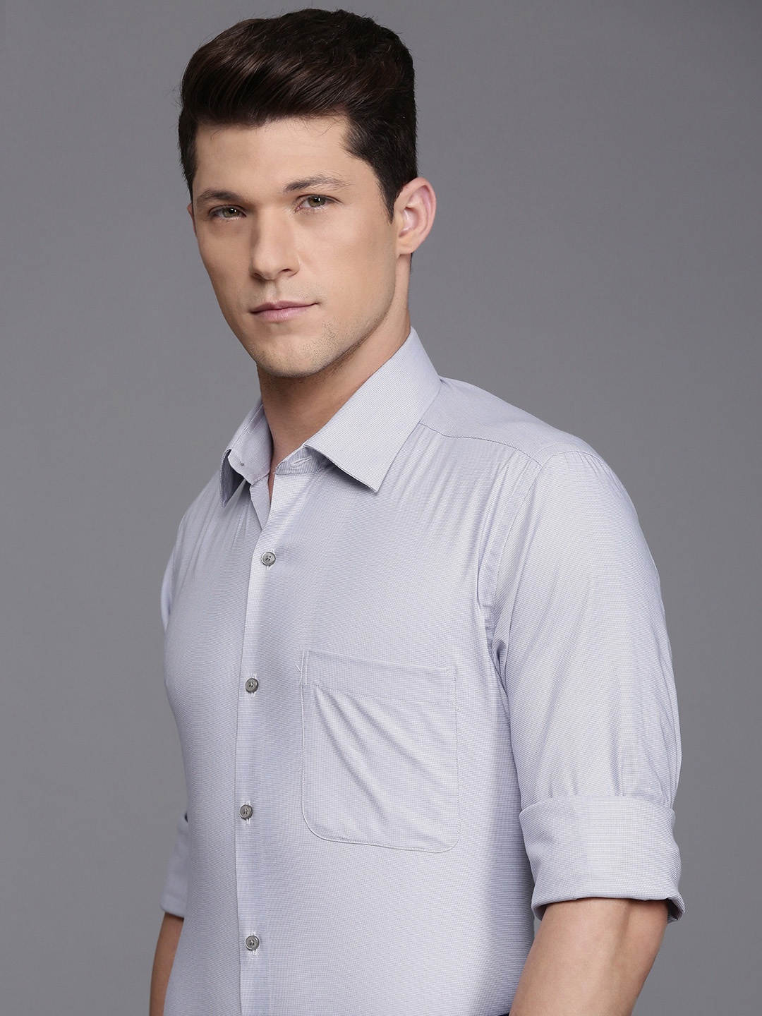 

Raymond Self Design Opaque Formal Shirt, Grey