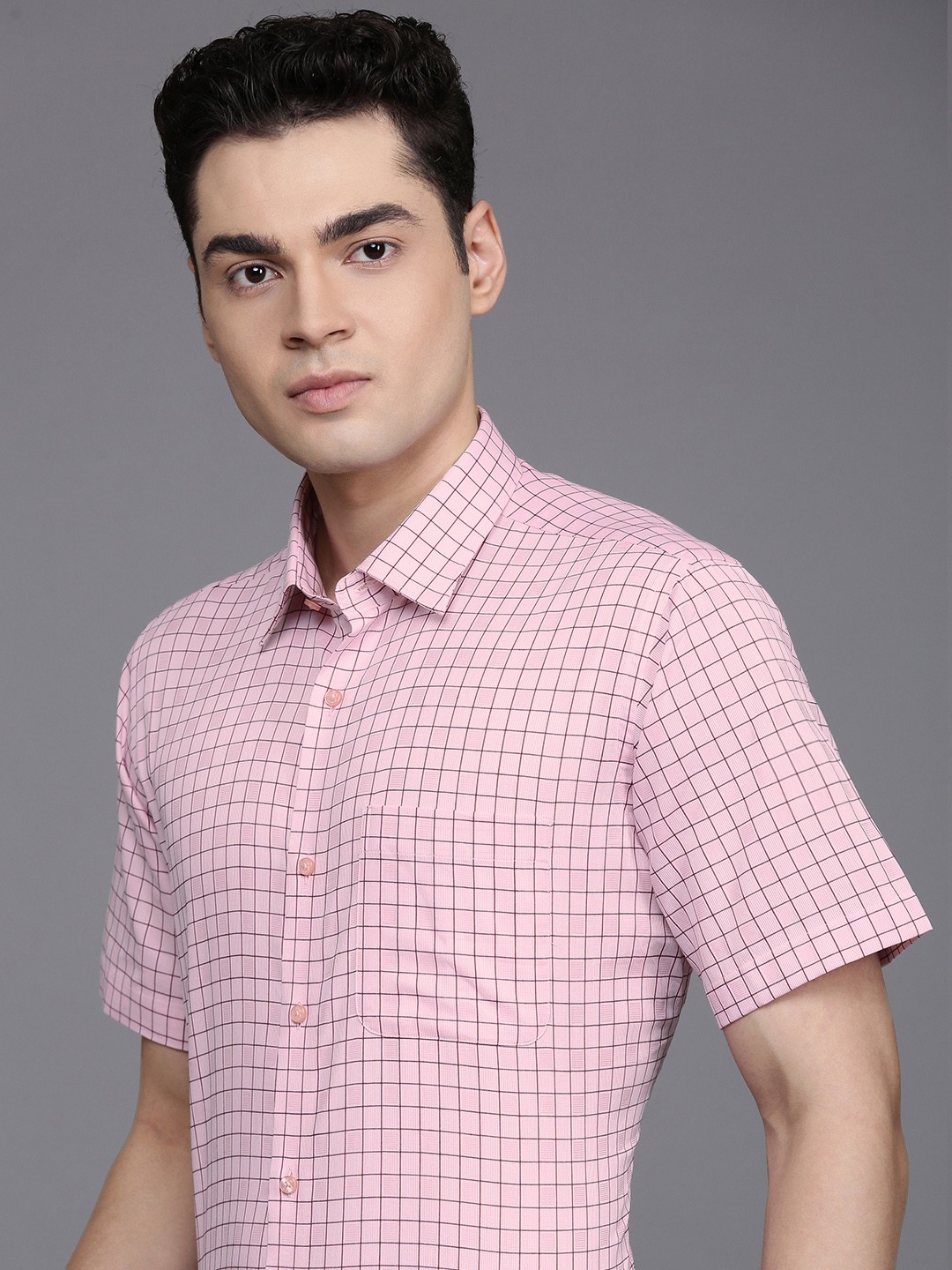 

Raymond Contemporary Checked Pure Cotton Formal Shirt, Red