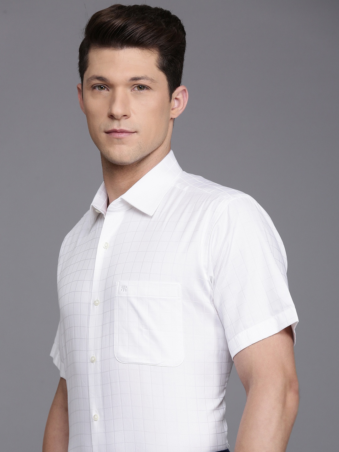 

Raymond Pure Cotton Self-Checked Formal Shirt, White