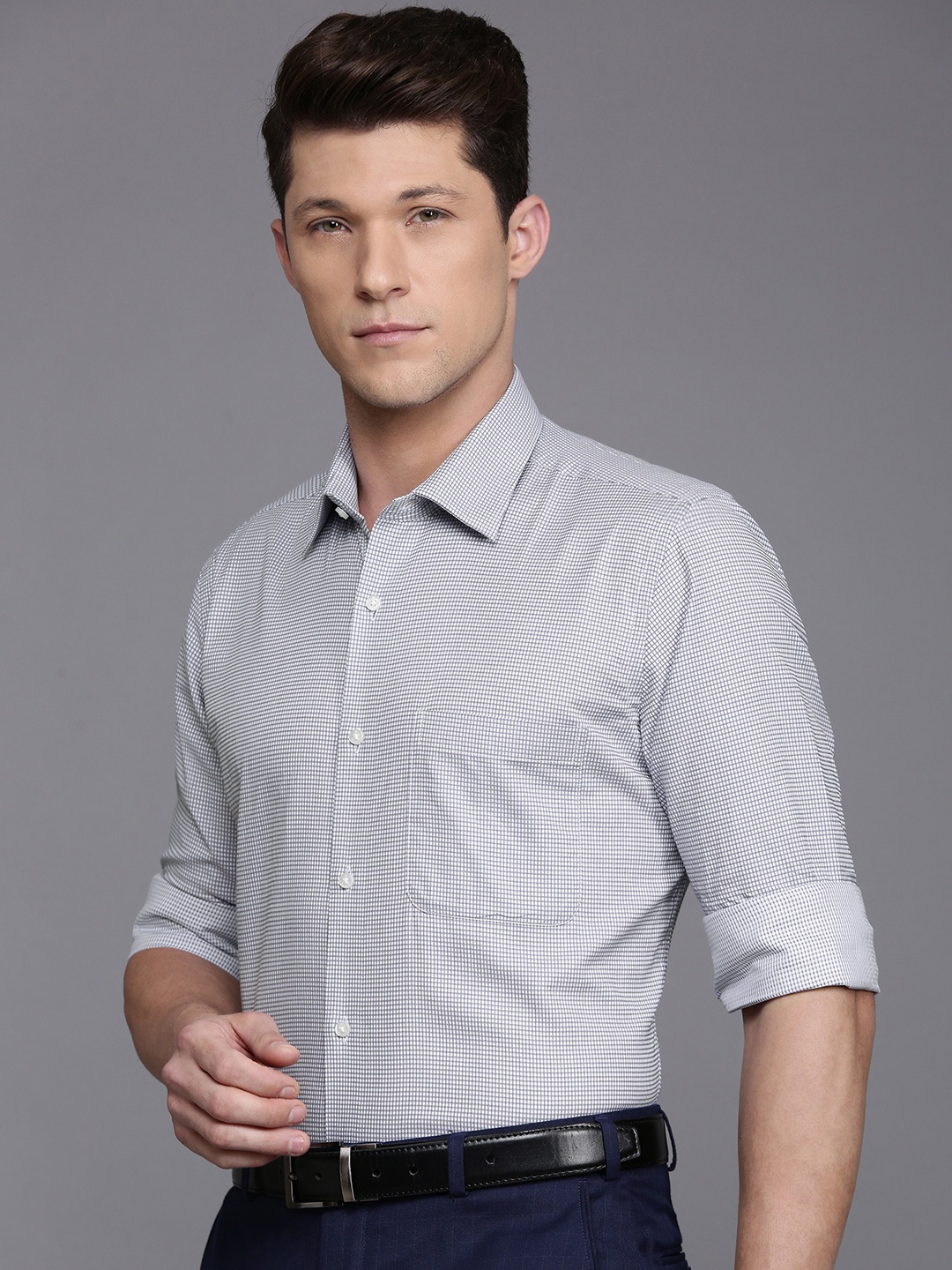 

Raymond Checked Pure Cotton Formal Shirt, Grey