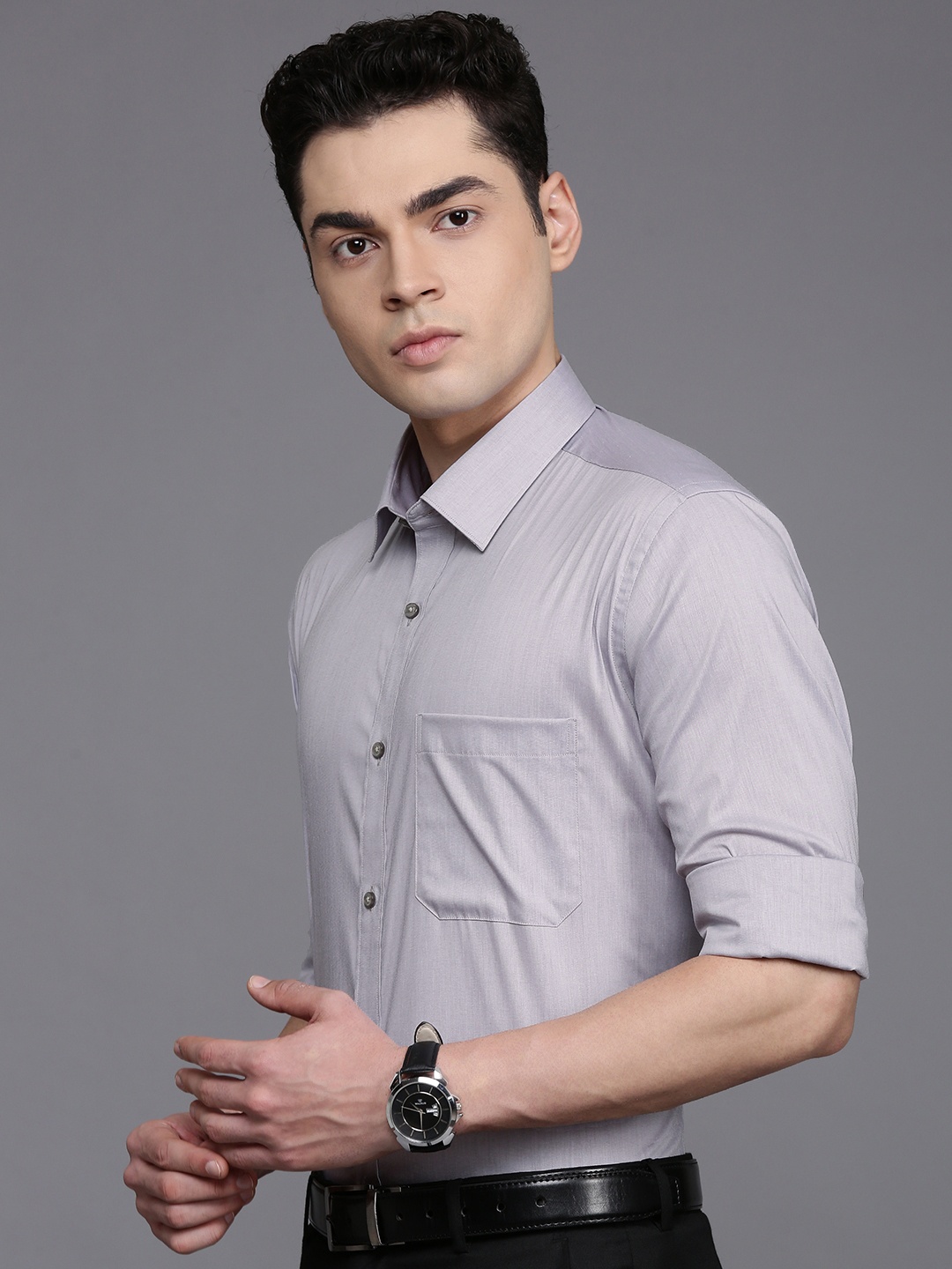 

Raymond Spread Collar Formal Shirt, Grey