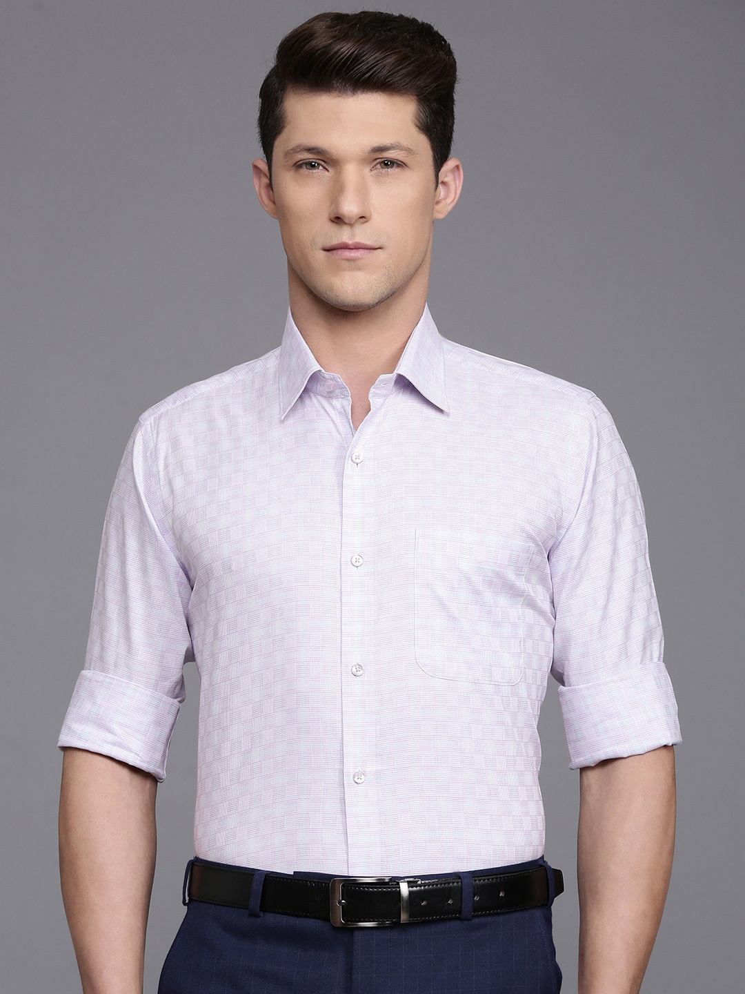 

Raymond Pure Cotton Self-Checked Formal Shirt, Lavender