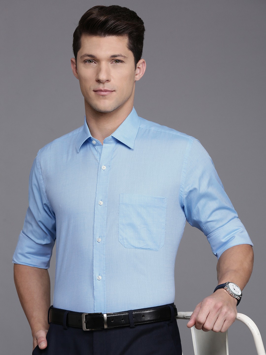 

Raymond Pure Cotton Contemporary Fit Formal Shirt, Blue