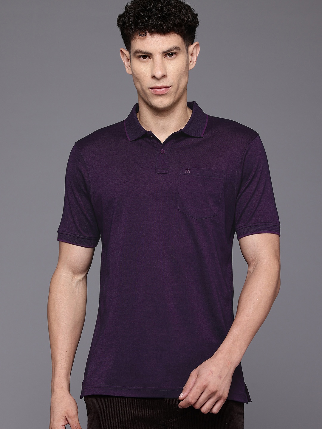 

Raymond Pure Cotton Polo Collar T-shirt, Purple