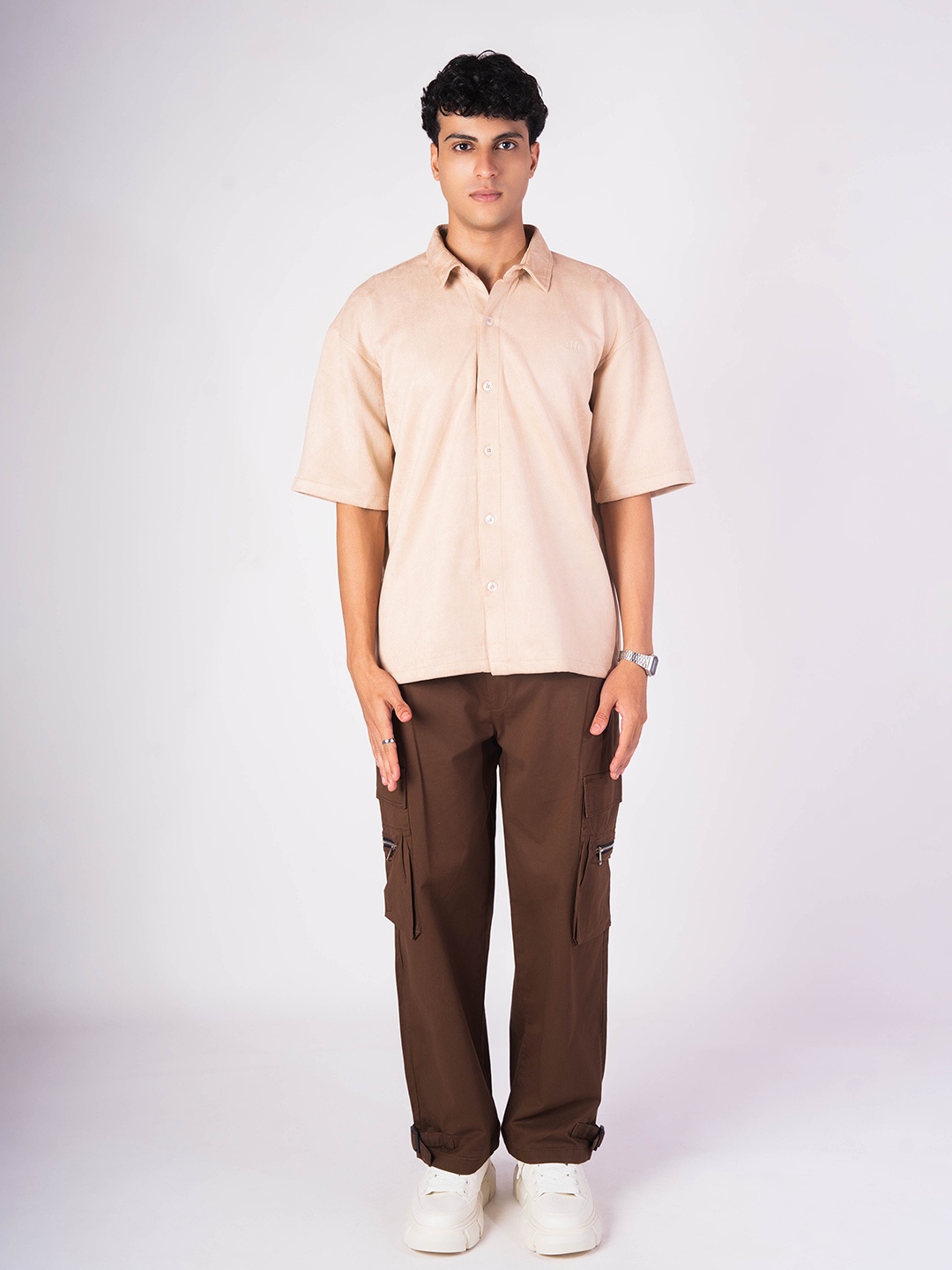 

HOP HEAD Unisex Relaxed Opaque Casual Shirt, Beige